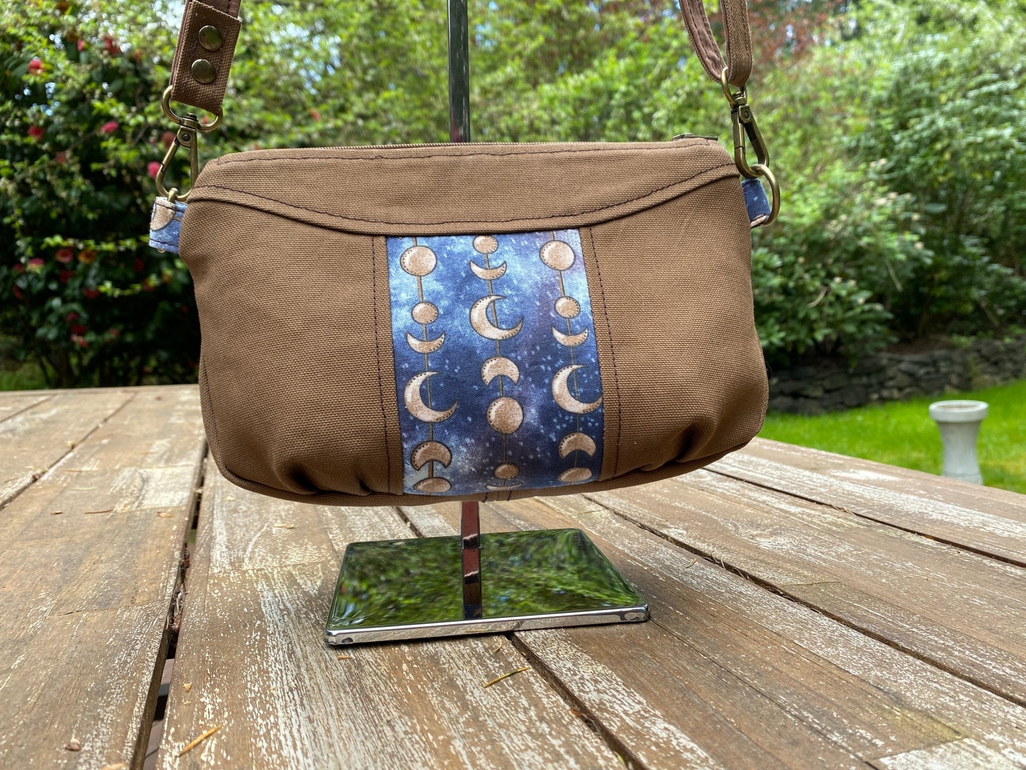 Moon Phases Brown Mini Crossbody Bag - Pearl Moon Creations