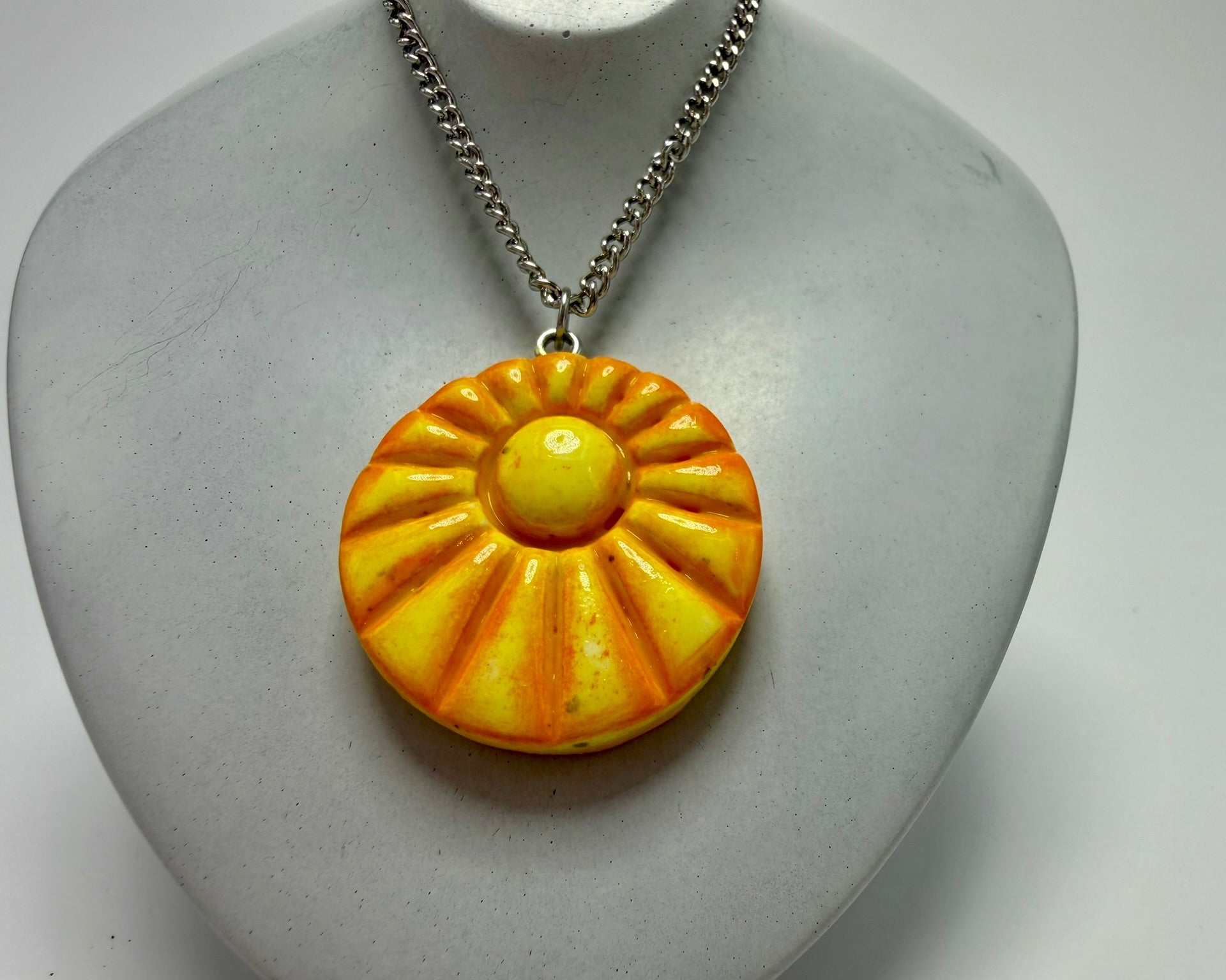 Orange and Yellow Sun Pendant Necklace - Pearl Moon Creations