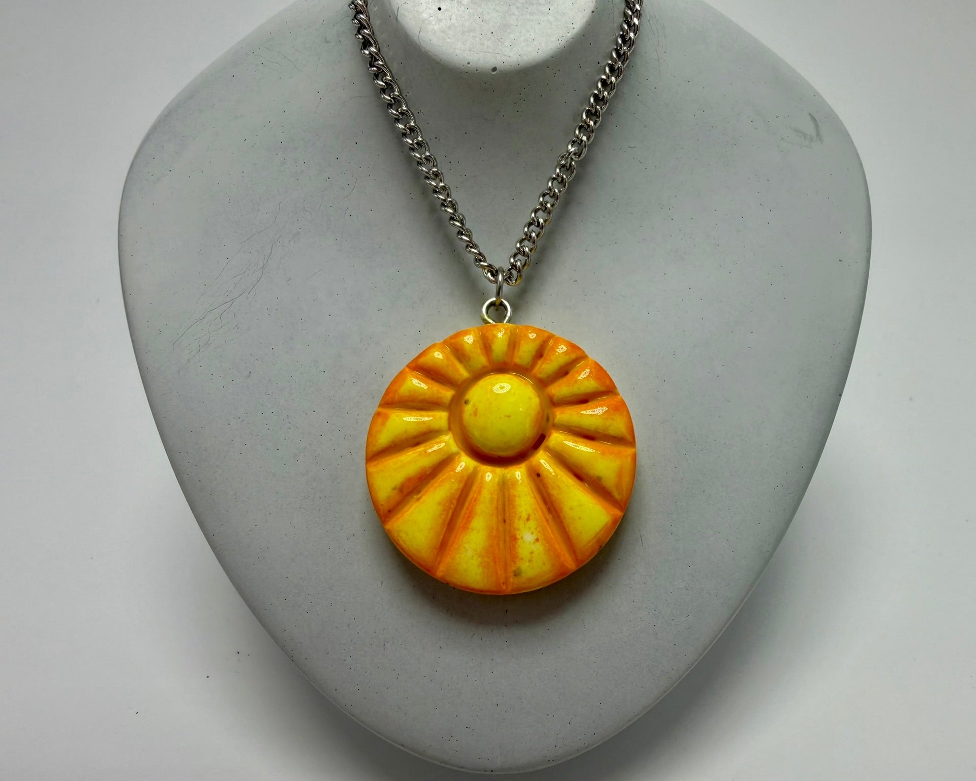 Orange and Yellow Sun Pendant Necklace - Pearl Moon Creations