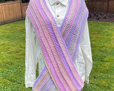 Pastel Striped Crochet Scarf - Pearl Moon Creations