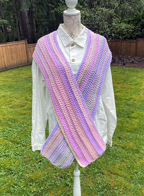 Pastel Striped Crochet Scarf - Pearl Moon Creations