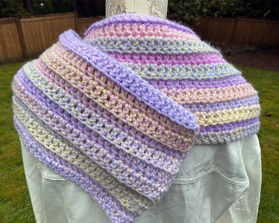 Pastel Striped Crochet Scarf - Pearl Moon Creations