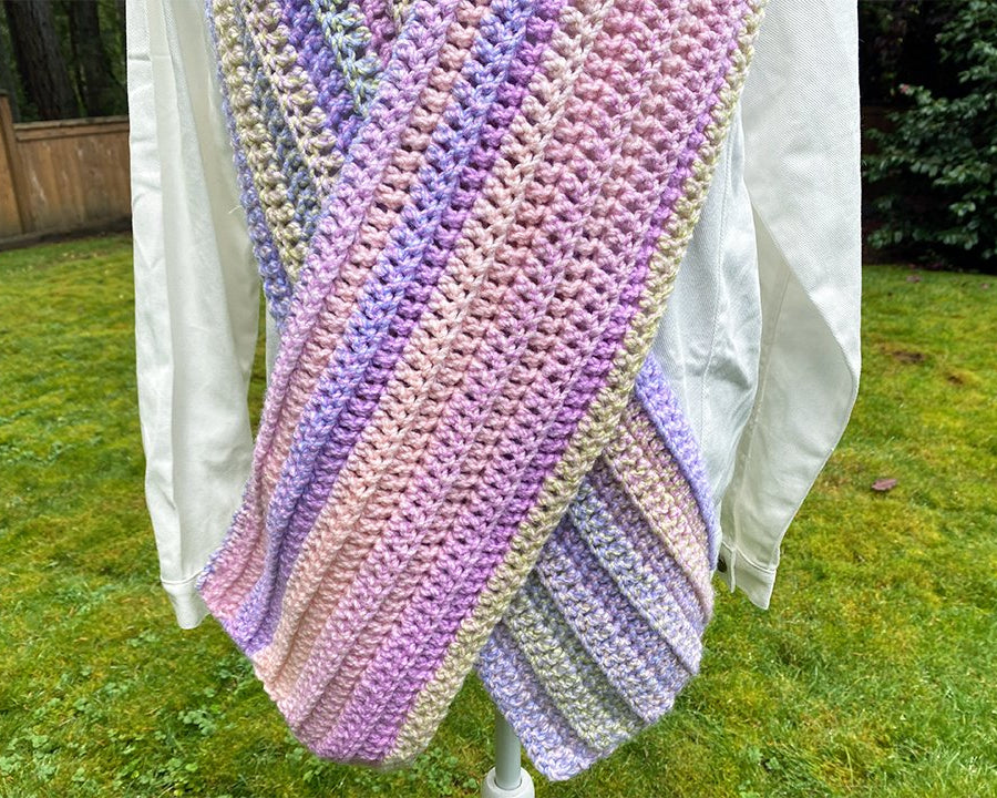 Pastel Striped Crochet Scarf - Pearl Moon Creations