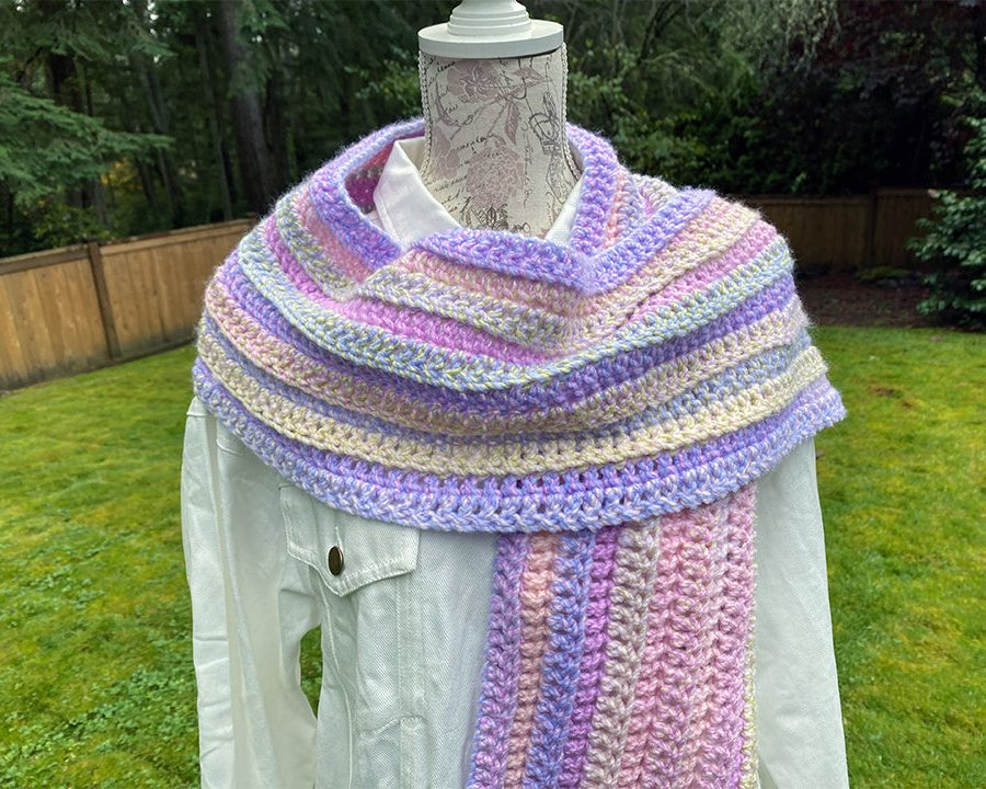 Pastel Striped Crochet Scarf - Pearl Moon Creations