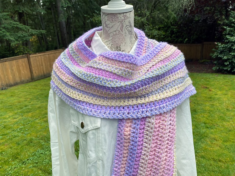 Pastel Striped Crochet Scarf - Pearl Moon Creations