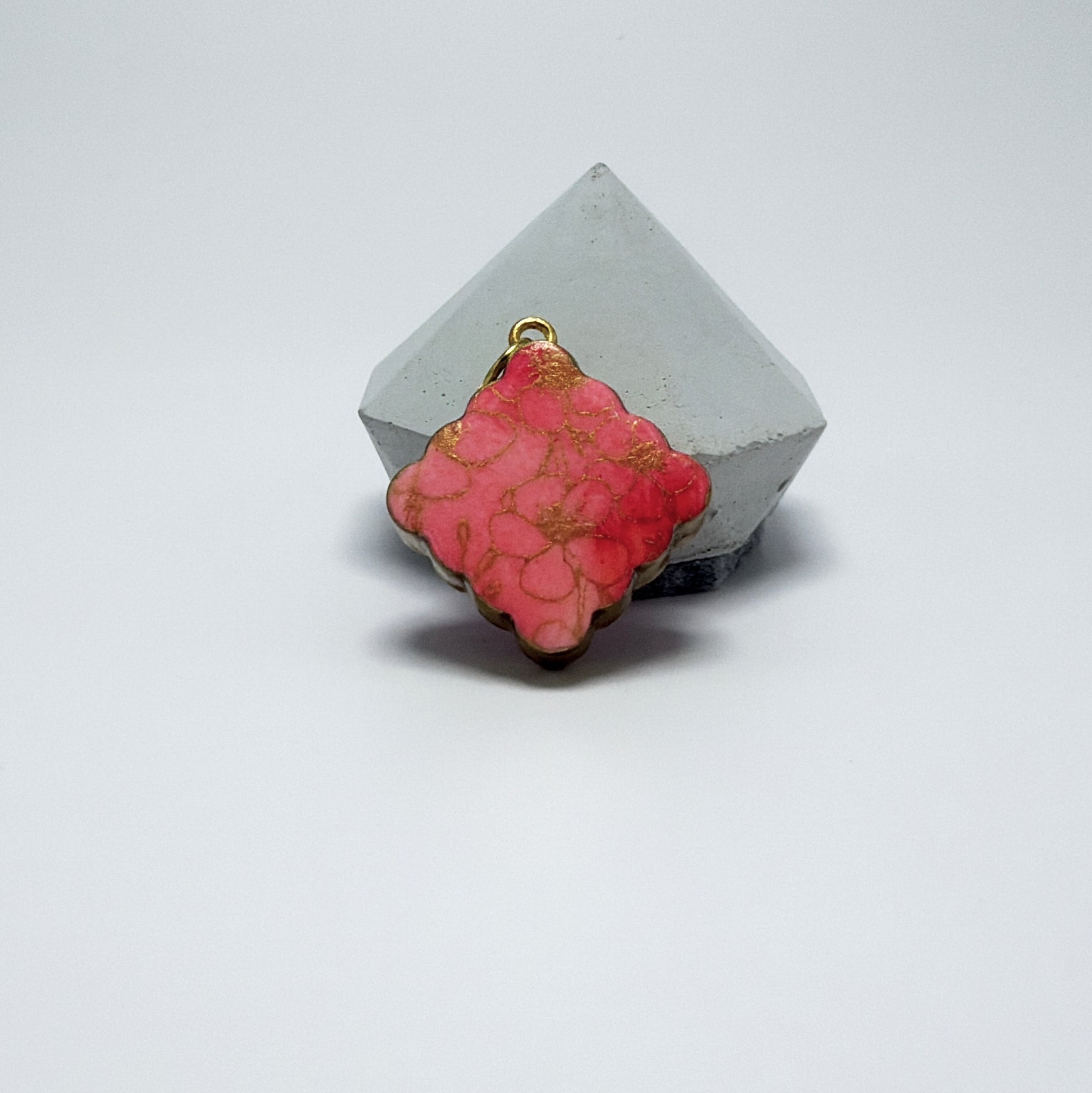 Pink Cherry Blossom Polymer Clay Charm - Pearl Moon Creations