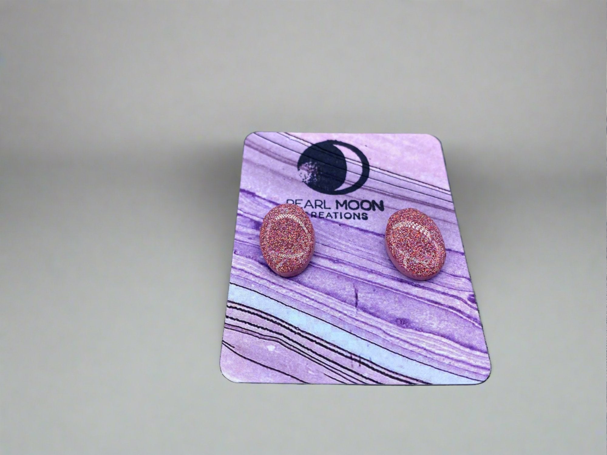 Pink Glitter Stud Earrings - Pearl Moon Creations