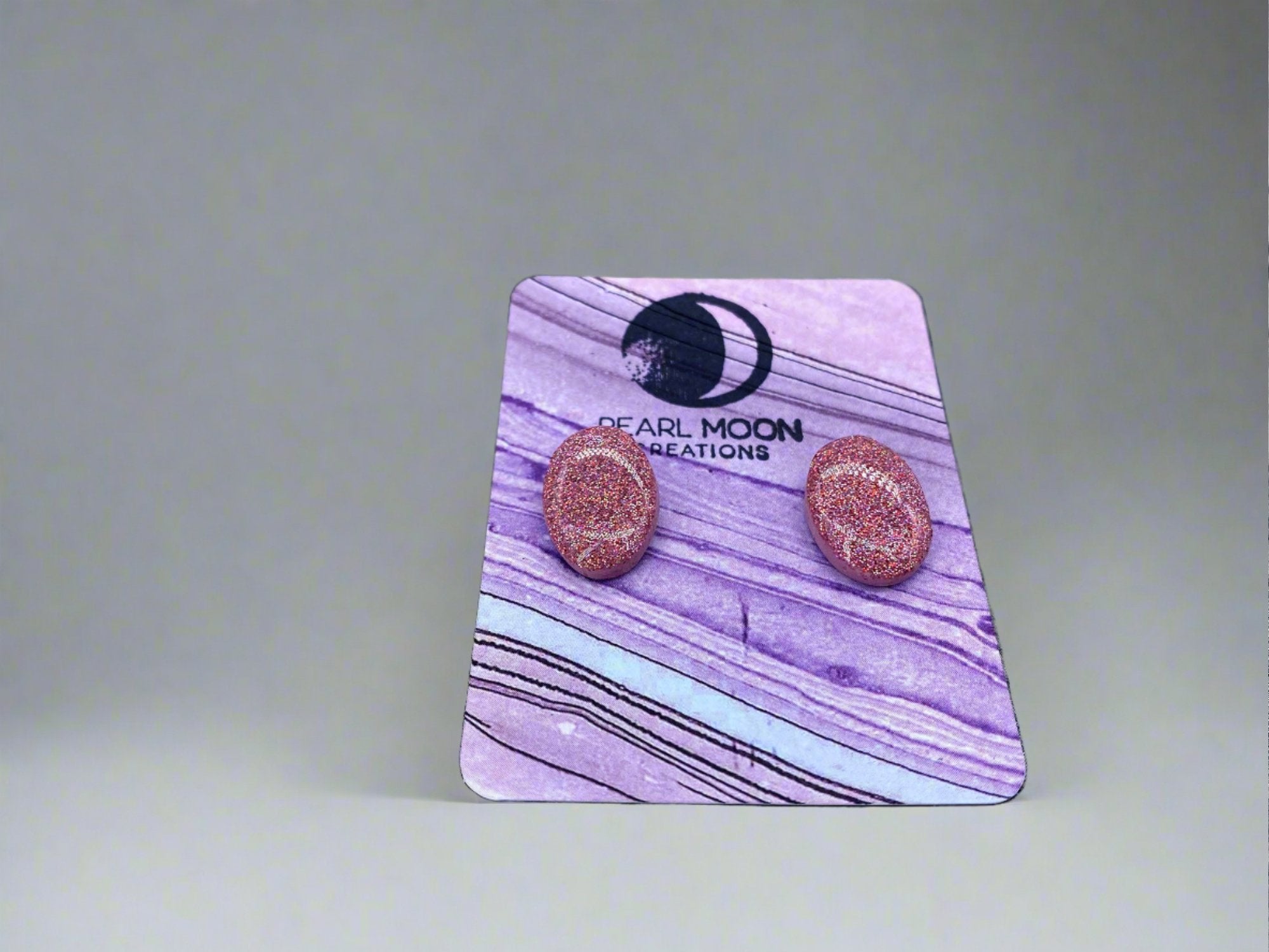 Pink Glitter Stud Earrings - Pearl Moon Creations
