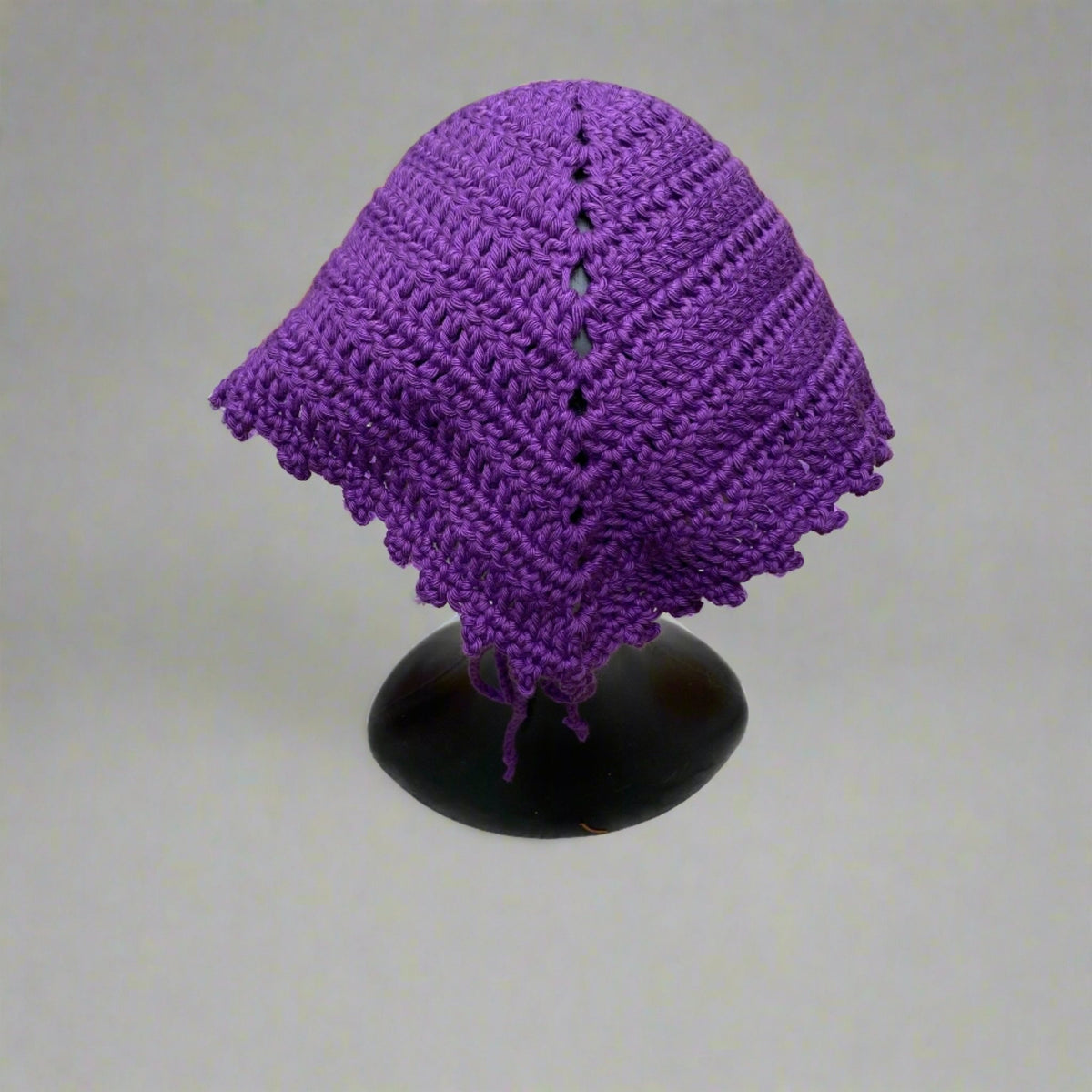 Woman\'s Purple Crochet Bandana Daisy Purple Crochet Bandana, Flower Hair Kerchief, Hair  main image 2