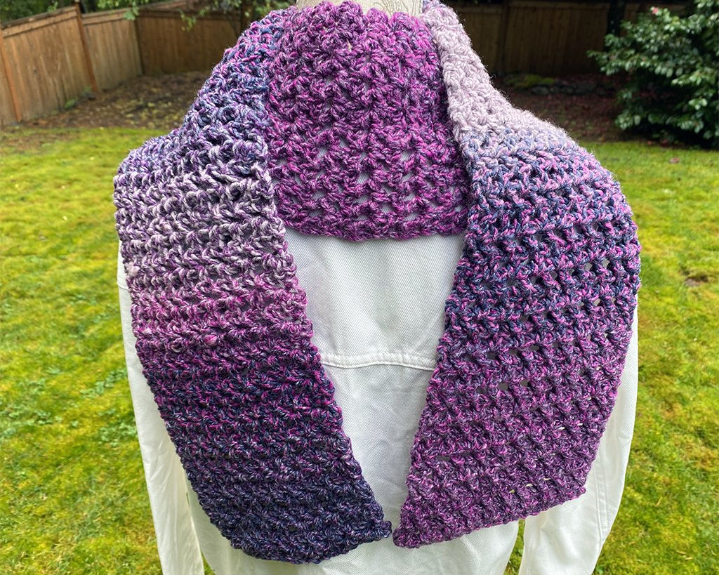 Purple Crochet Scarf - Pearl Moon Creations