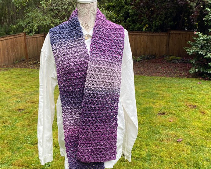 Purple Crochet Scarf - Pearl Moon Creations