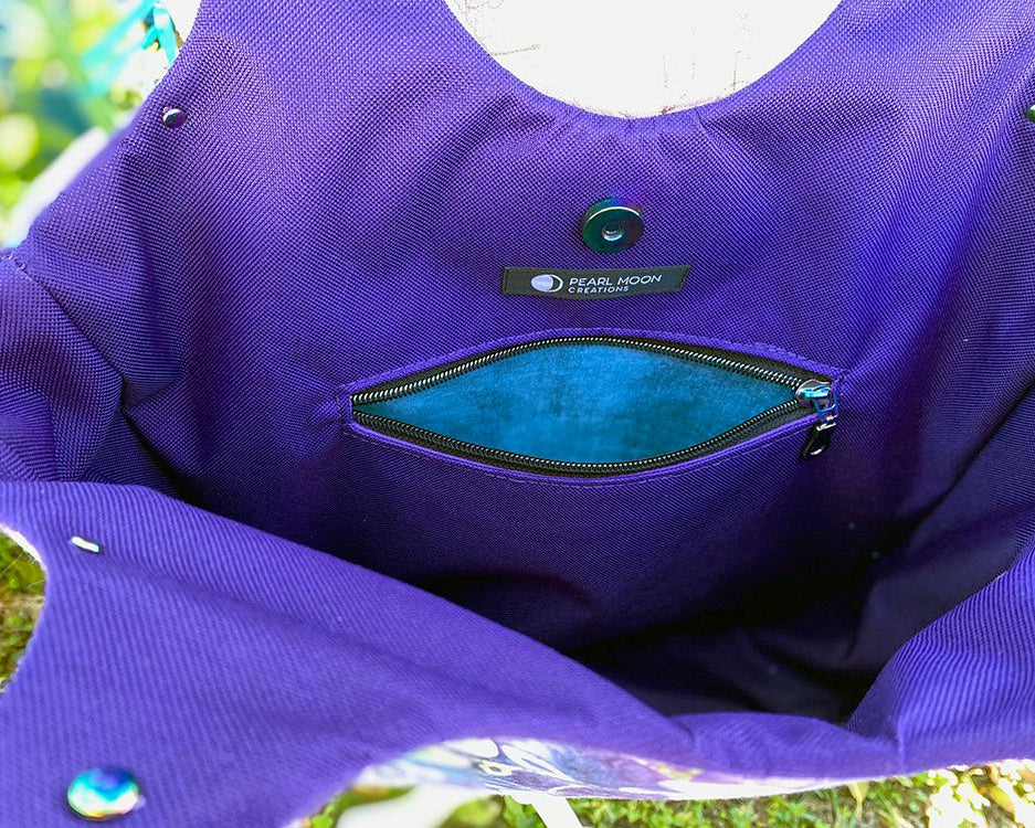 Purple Floral Batik Larkspur Shoulder Bag - MADE TO ORDER - Pearl Moon Creations