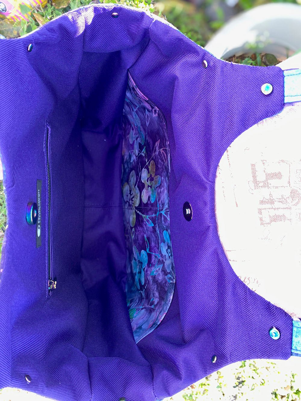 Purple Floral Batik Larkspur Shoulder Bag - MADE TO ORDER - Pearl Moon Creations