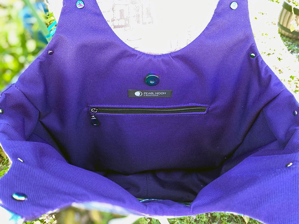 Purple Floral Batik Larkspur Shoulder Bag - MADE TO ORDER - Pearl Moon Creations