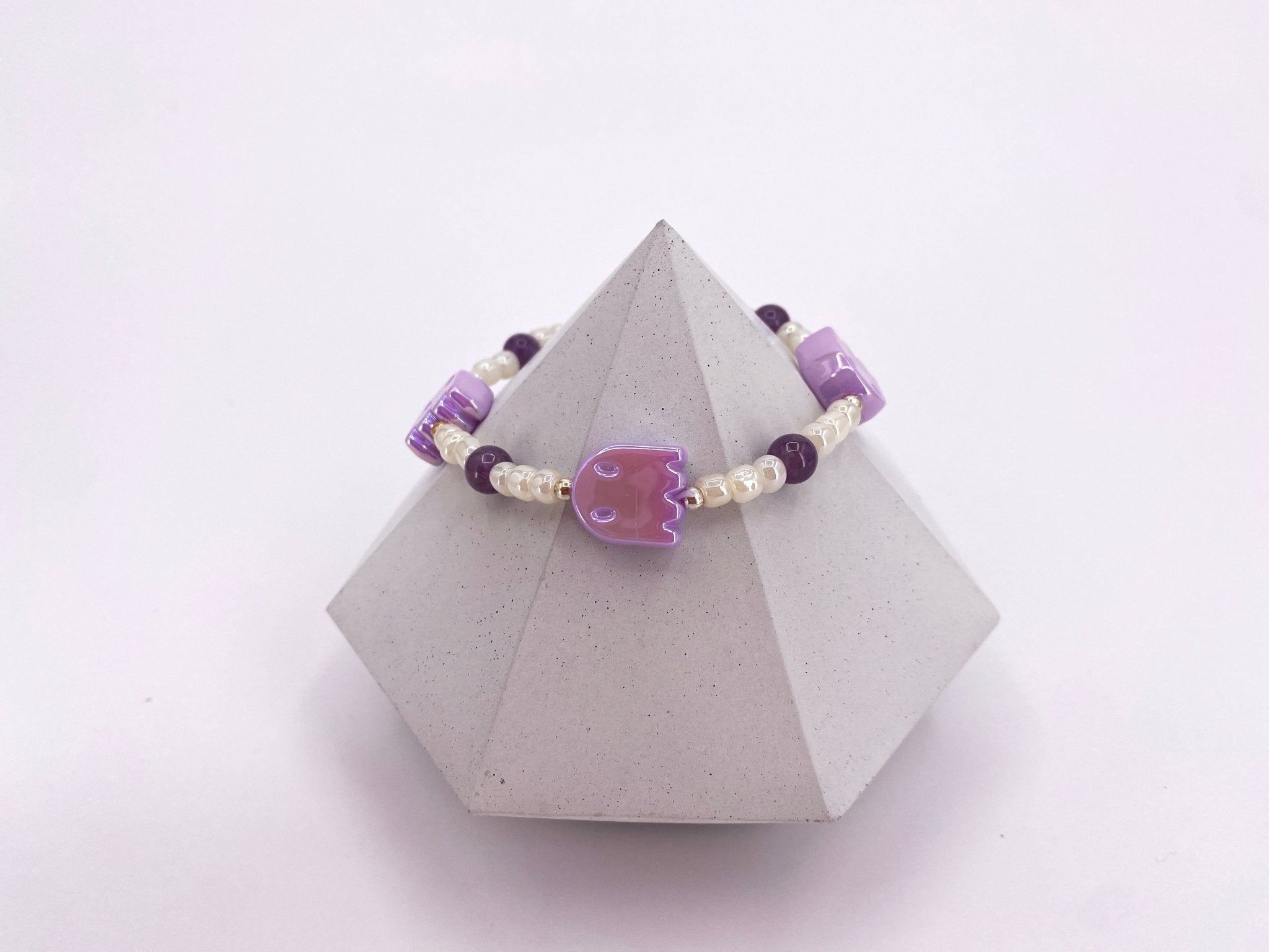 Purple Ghost Stretch Bracelet - Pearl Moon Creations
