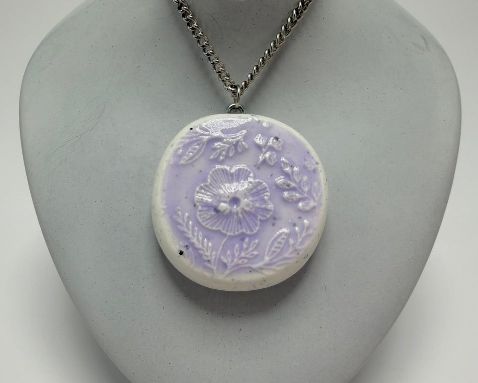 Purple Lacey Wildflower Pendant Necklace - Pearl Moon Creations