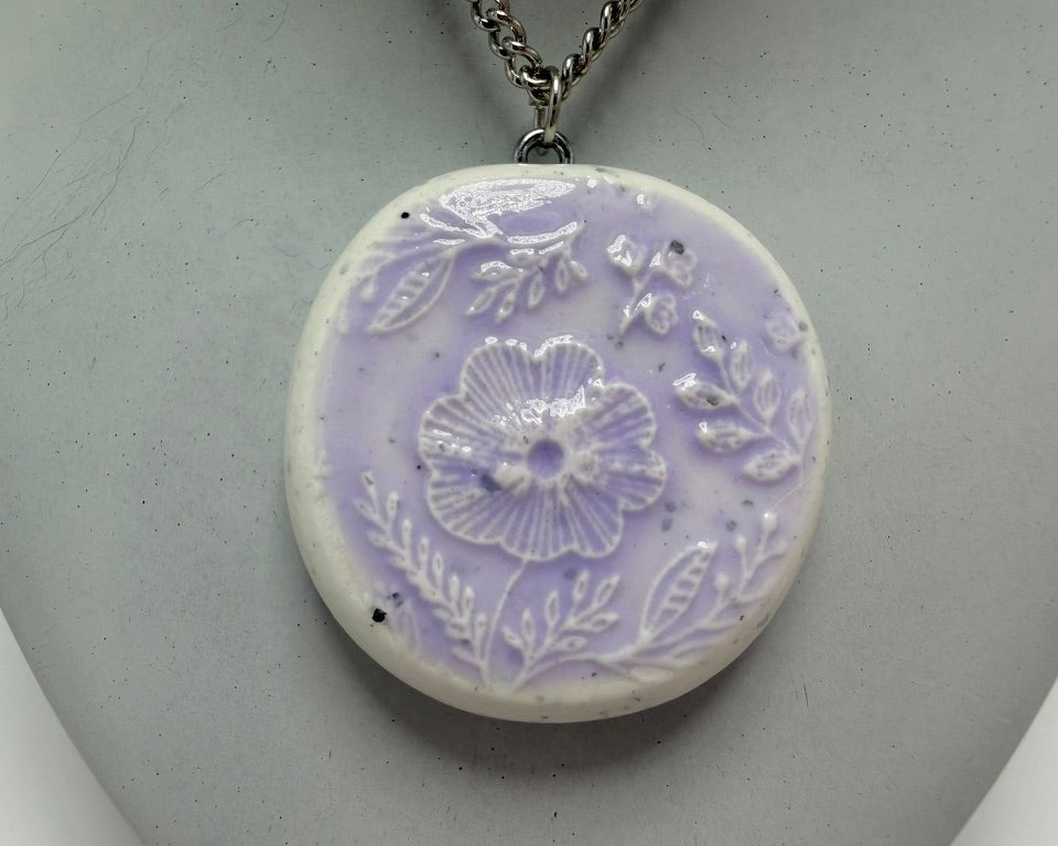 Purple Lacey Wildflower Pendant Necklace - Pearl Moon Creations