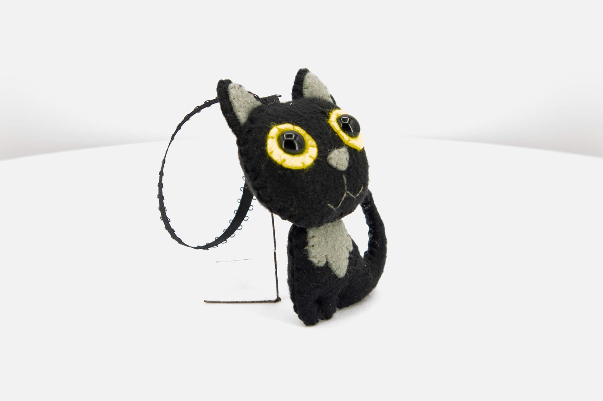 Quirky Felt Black Cat Ornament - Pearl Moon Creations