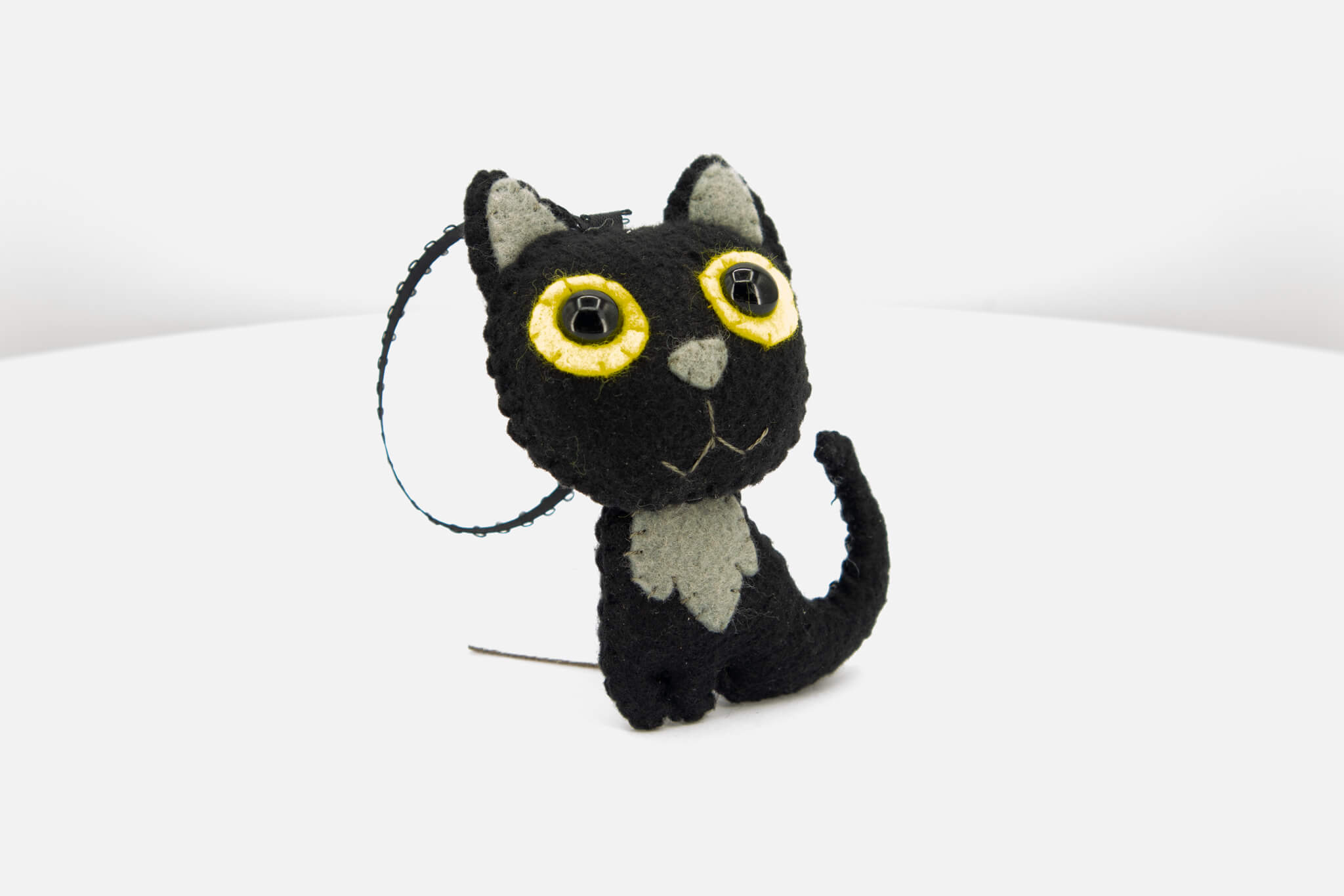 Quirky Felt Black Cat Ornament - Pearl Moon Creations