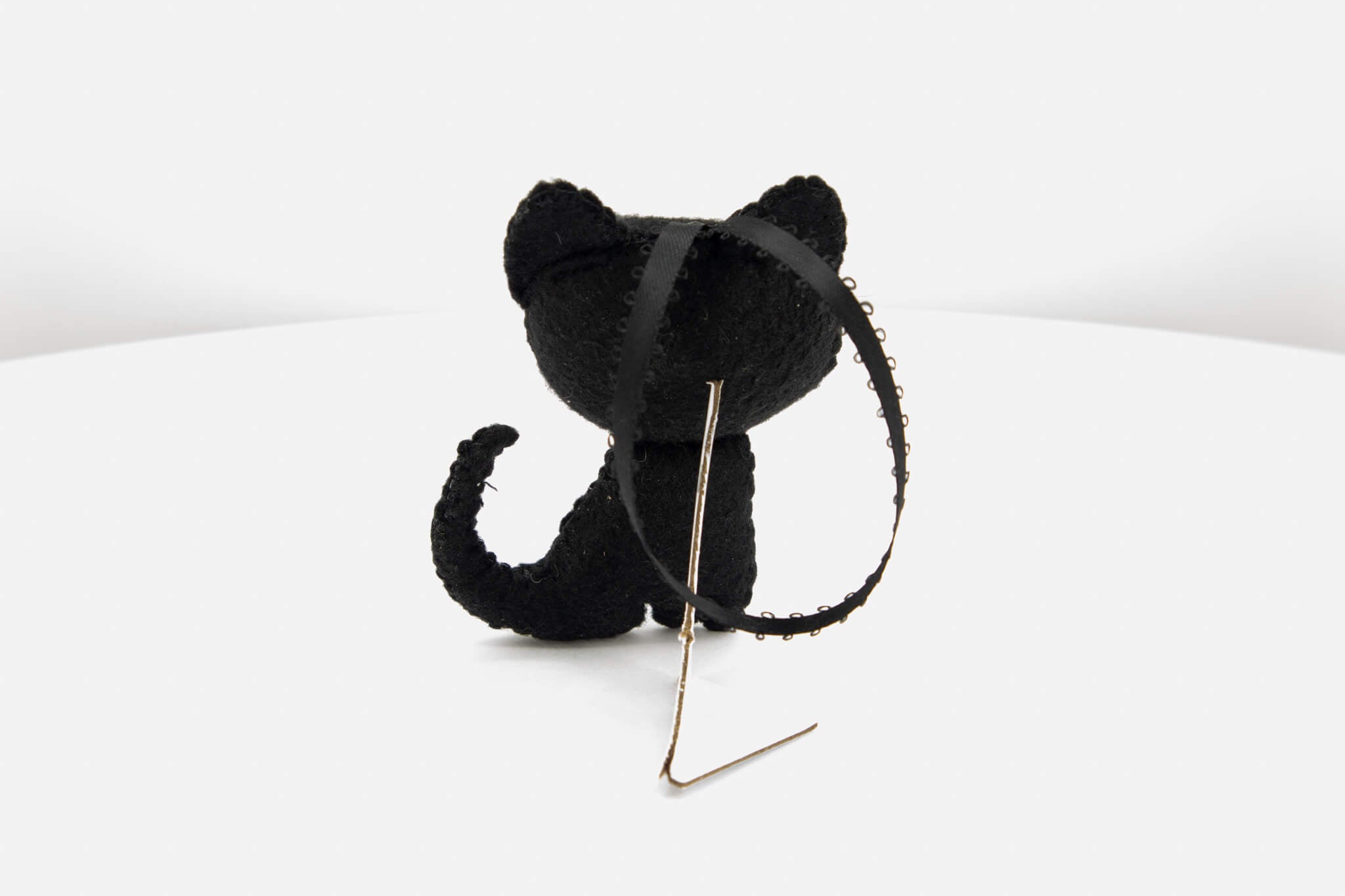Quirky Felt Black Cat Ornament - Pearl Moon Creations