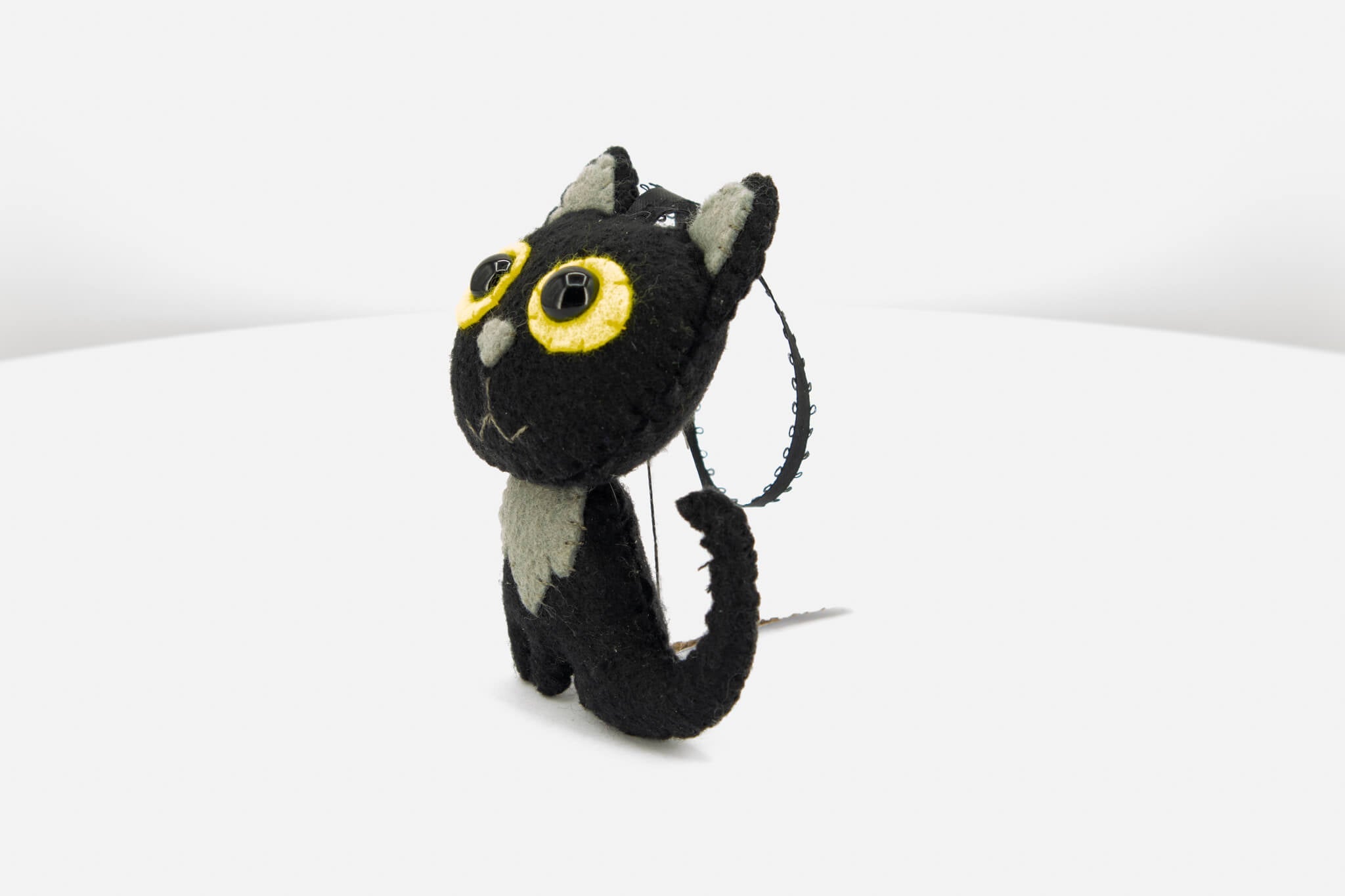 Quirky Felt Black Cat Ornament - Pearl Moon Creations