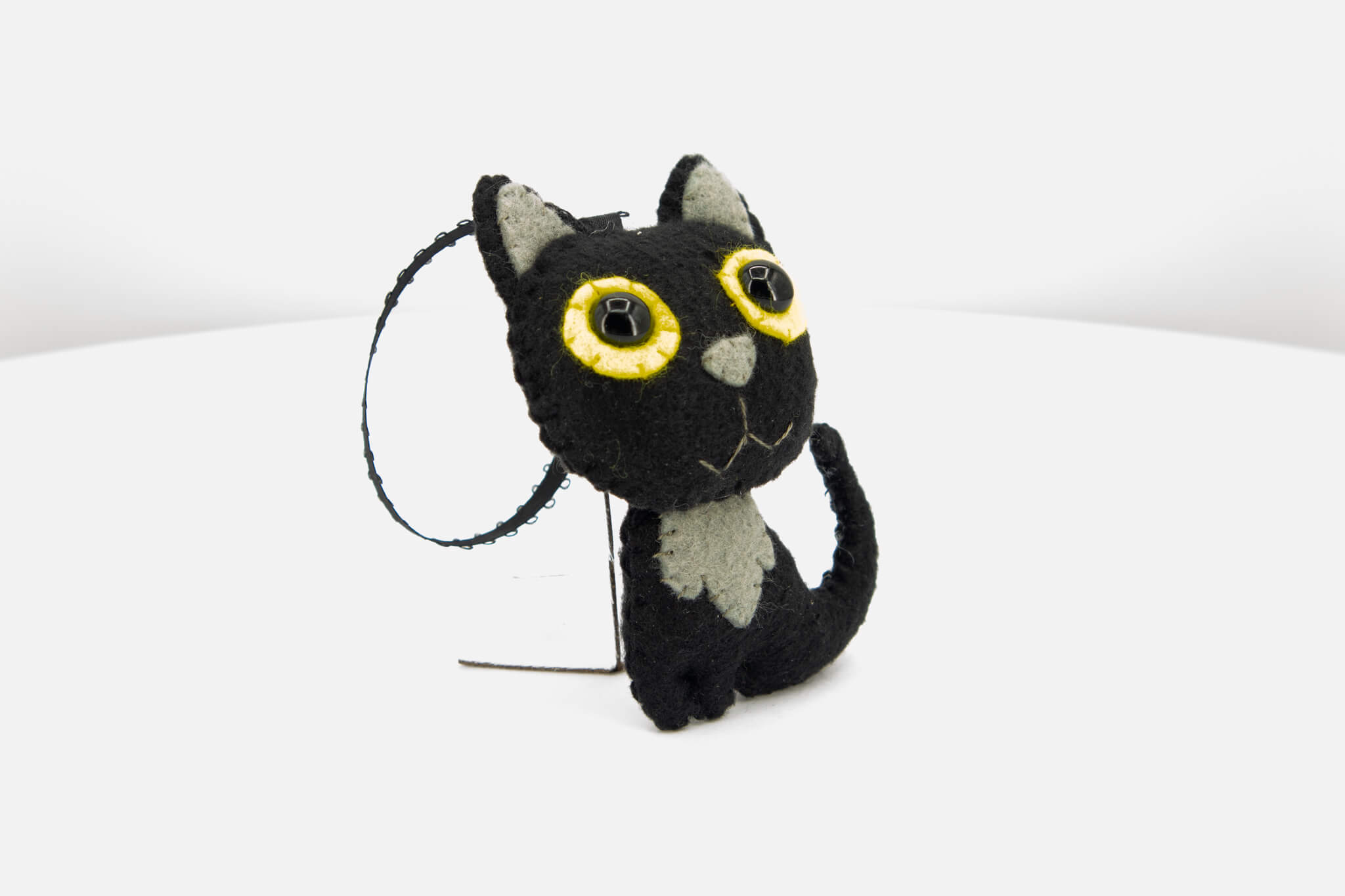 Quirky Felt Black Cat Ornament - Pearl Moon Creations
