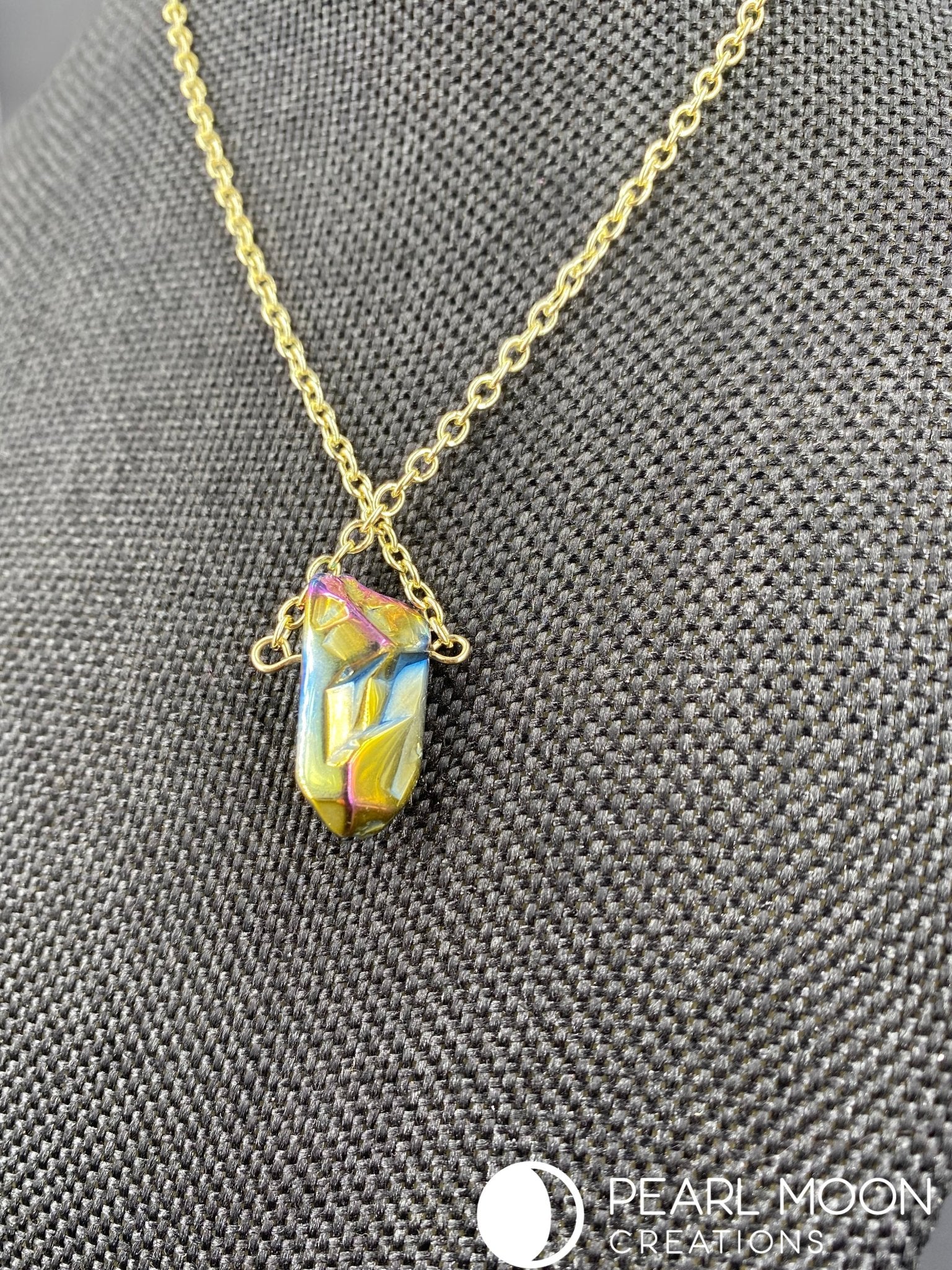 Rainbow Quartz Crystal Necklace - Pearl Moon Creations