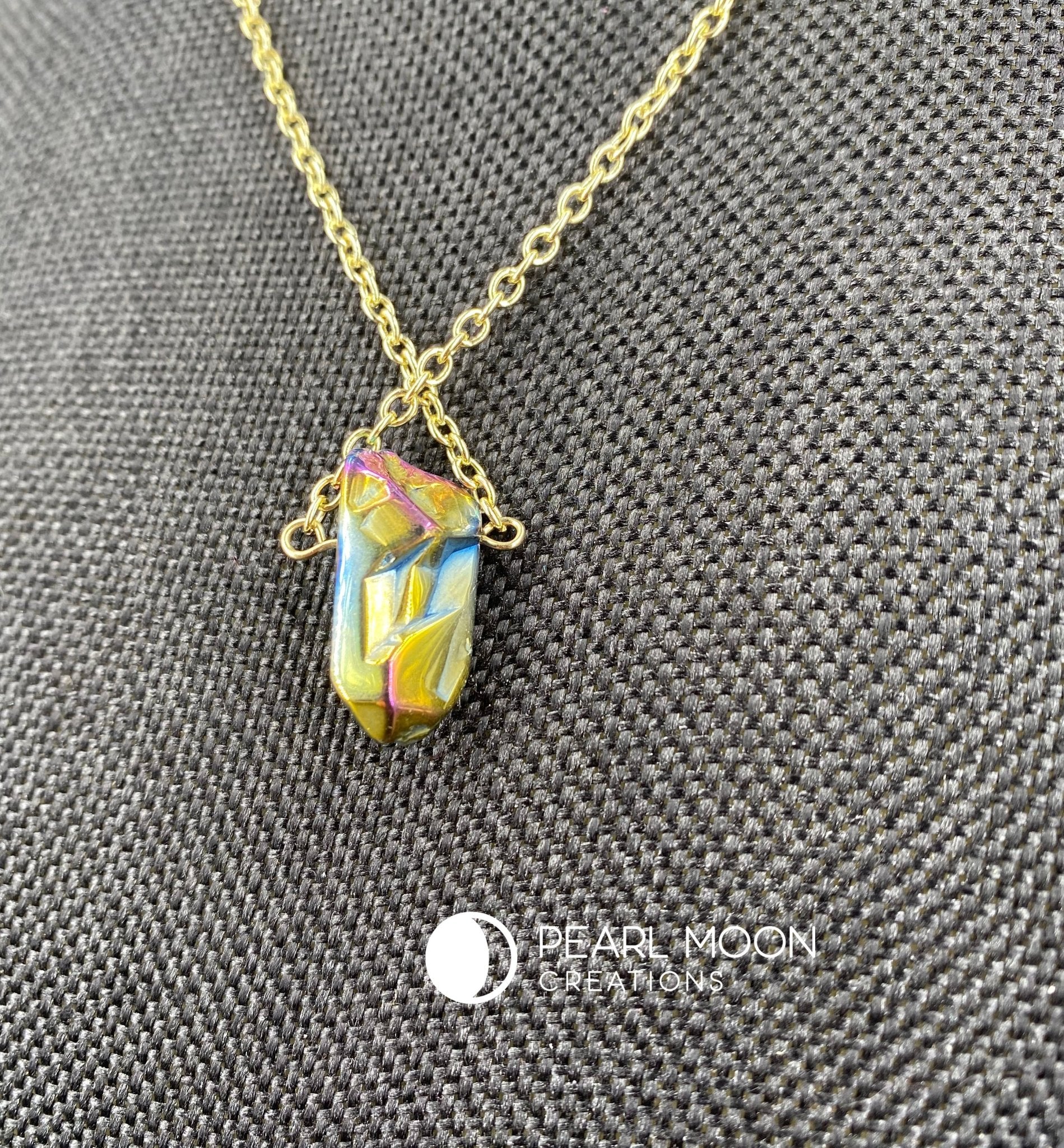 Rainbow Quartz Crystal Necklace - Pearl Moon Creations