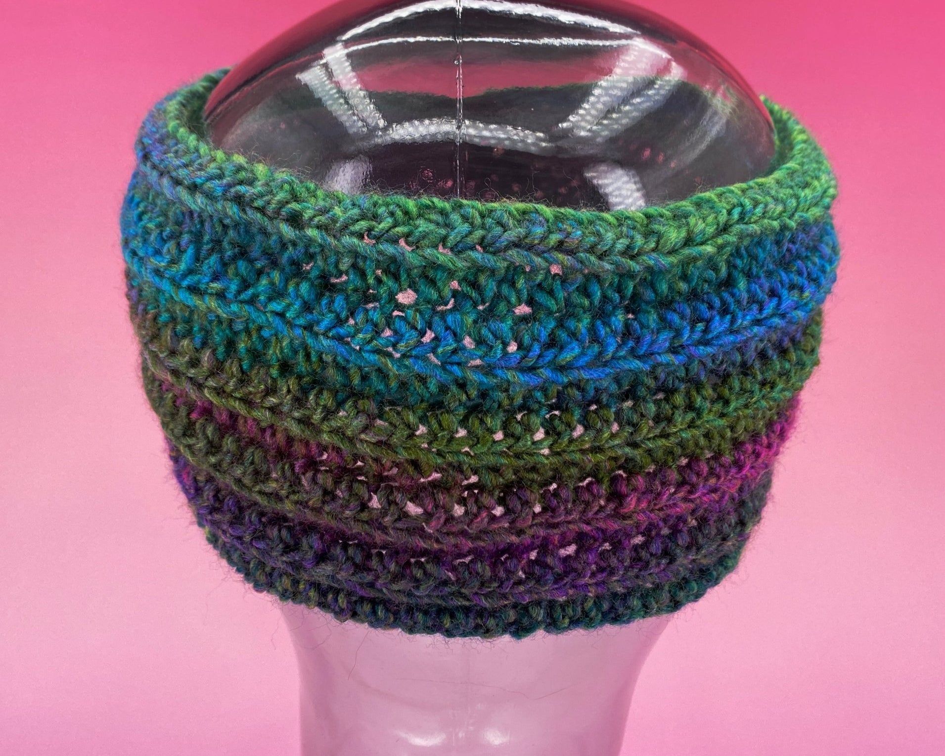 Ribbed Dark Rainbow Ear Warmer - Pearl Moon Creations