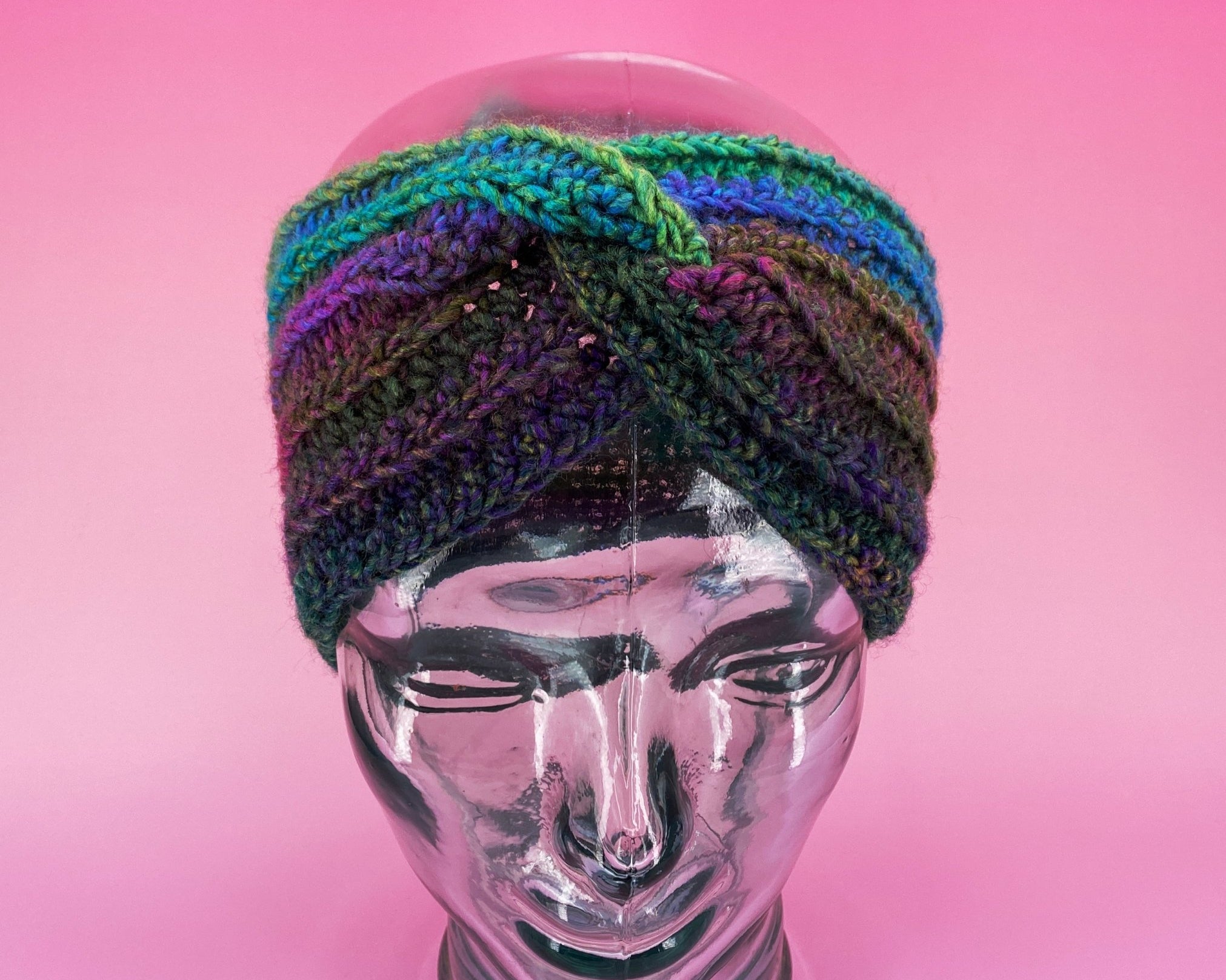 Ribbed Dark Rainbow Ear Warmer - Pearl Moon Creations