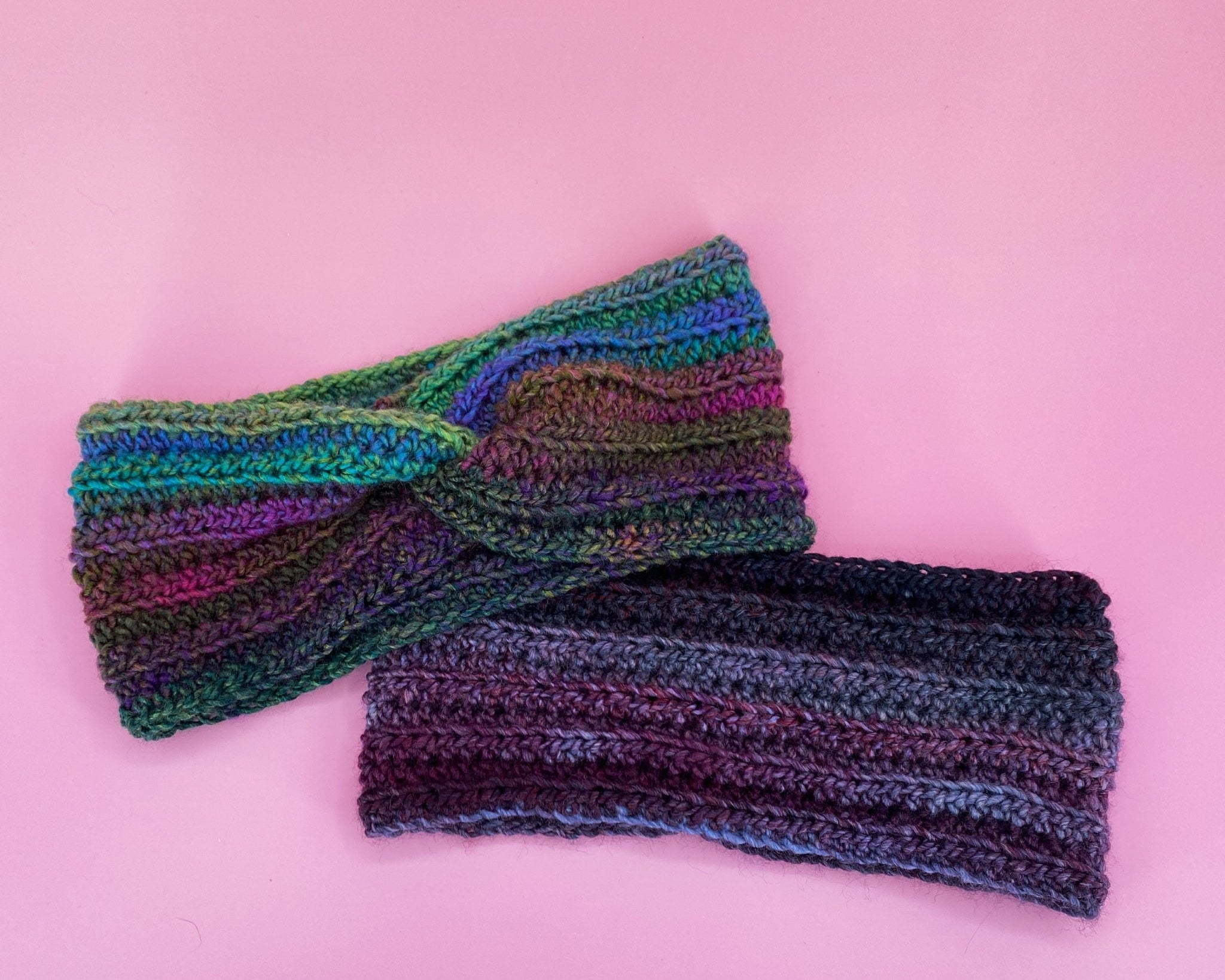Ribbed Dark Rainbow Ear Warmer - Pearl Moon Creations