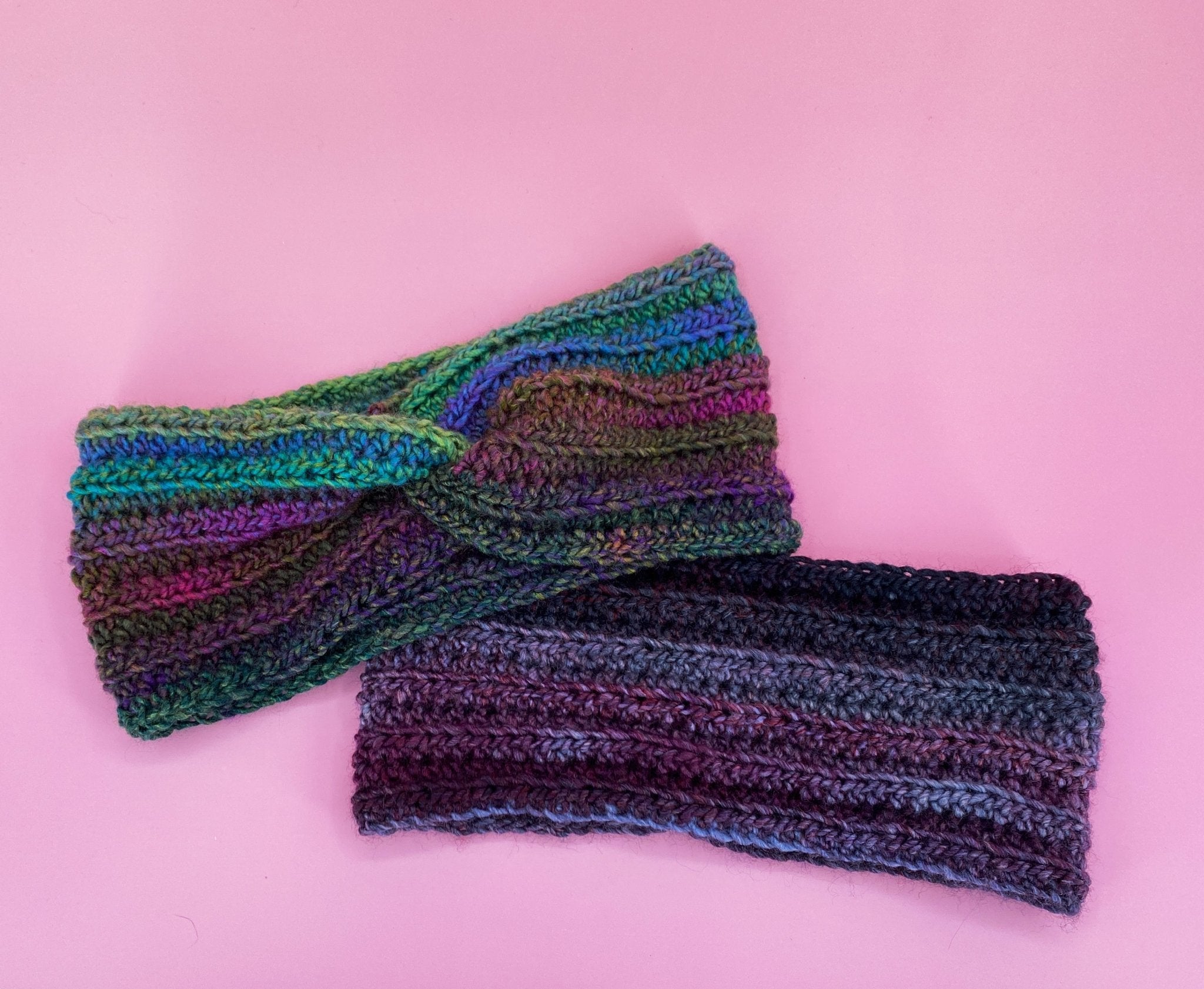 Ribbed Dark Rainbow Ear Warmer - Pearl Moon Creations