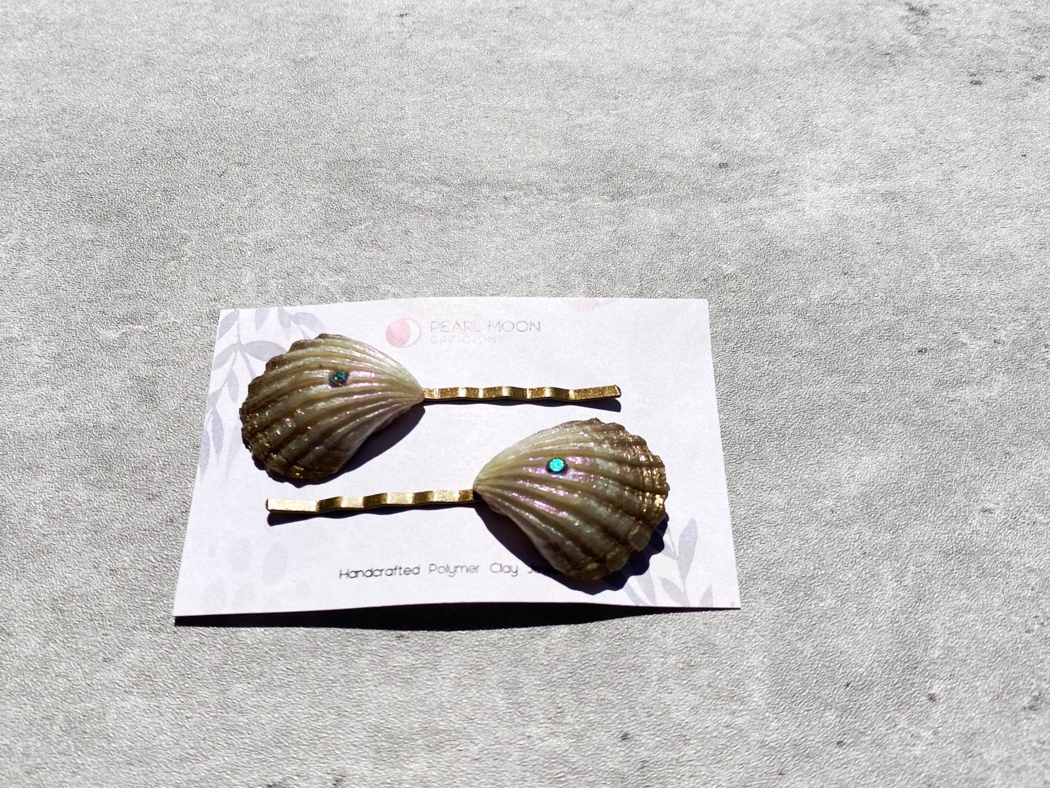 Scallop Shell Bobby Pin Barrettes - Pearl Moon Creations