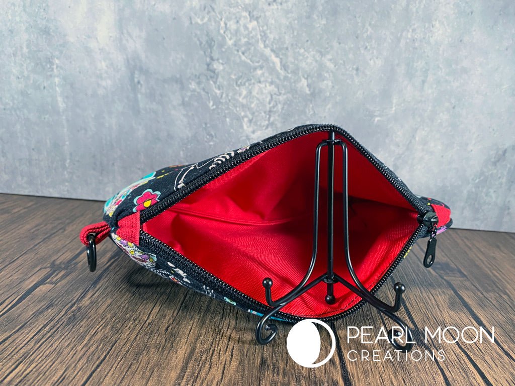 Skeleton Cat Clematis Wristlet Clutch - Pearl Moon Creations