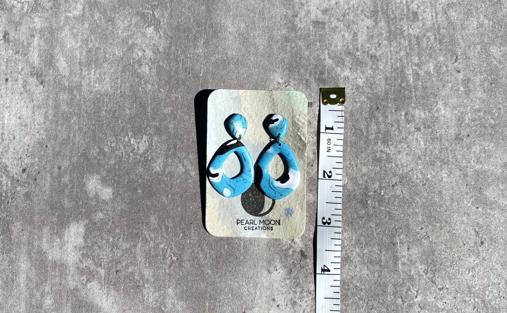 Stonewashed Blue Clay Dangle Earrings - Pearl Moon Creations