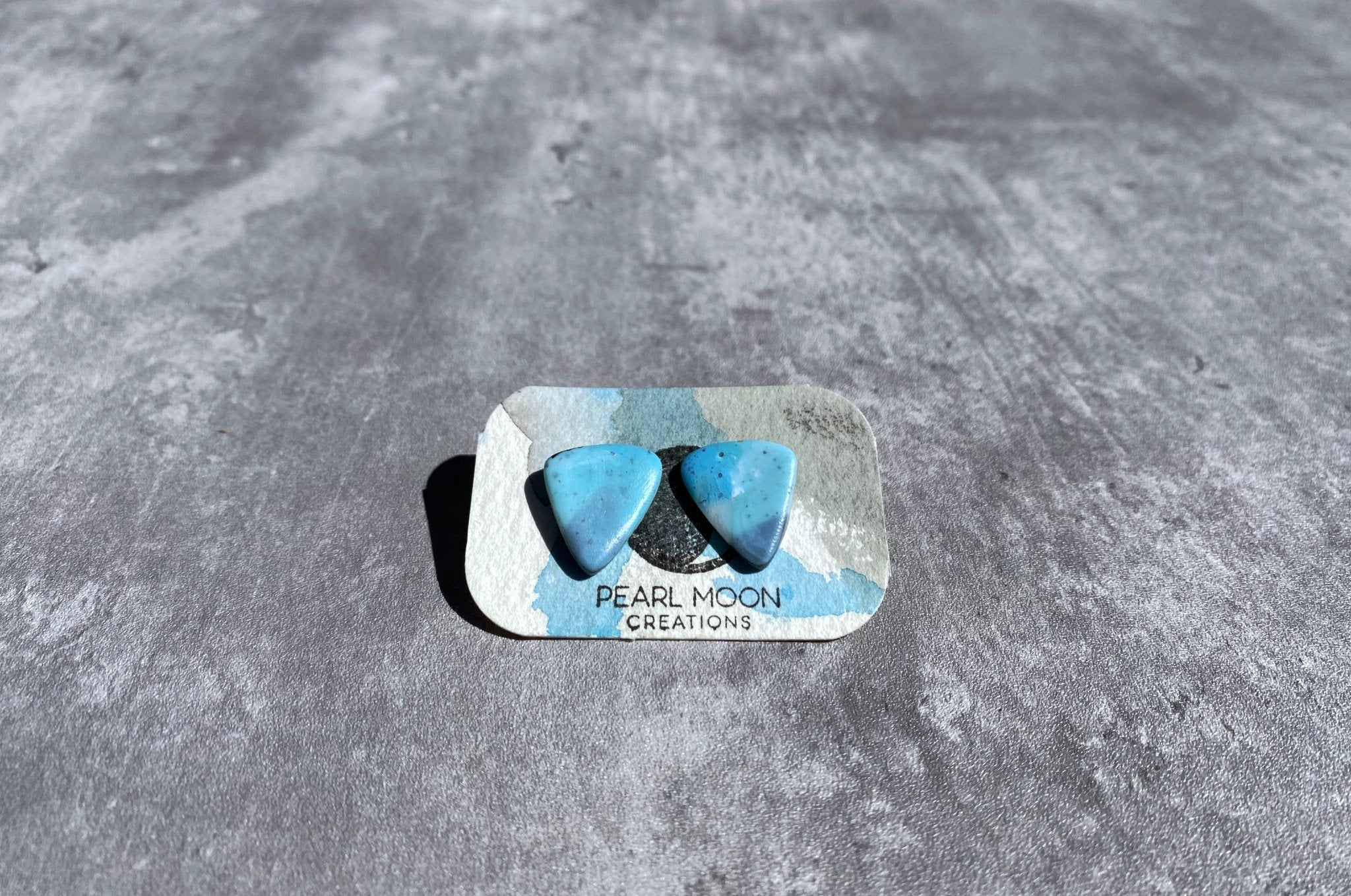 Stonewashed Blue Clay Triangular Stud Earrings - Pearl Moon Creations