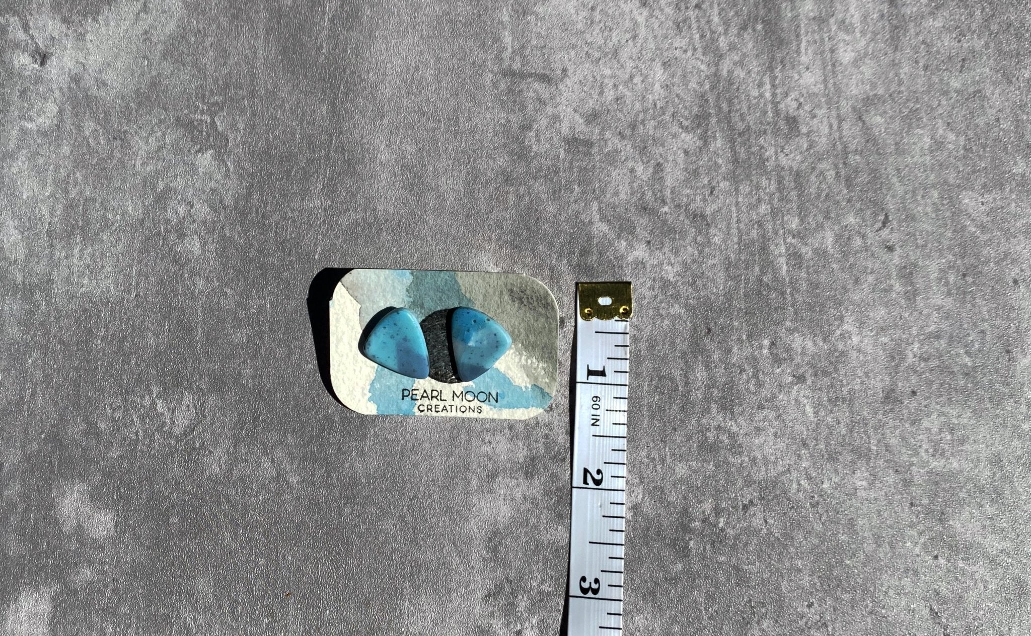 Stonewashed Blue Clay Triangular Stud Earrings - Pearl Moon Creations