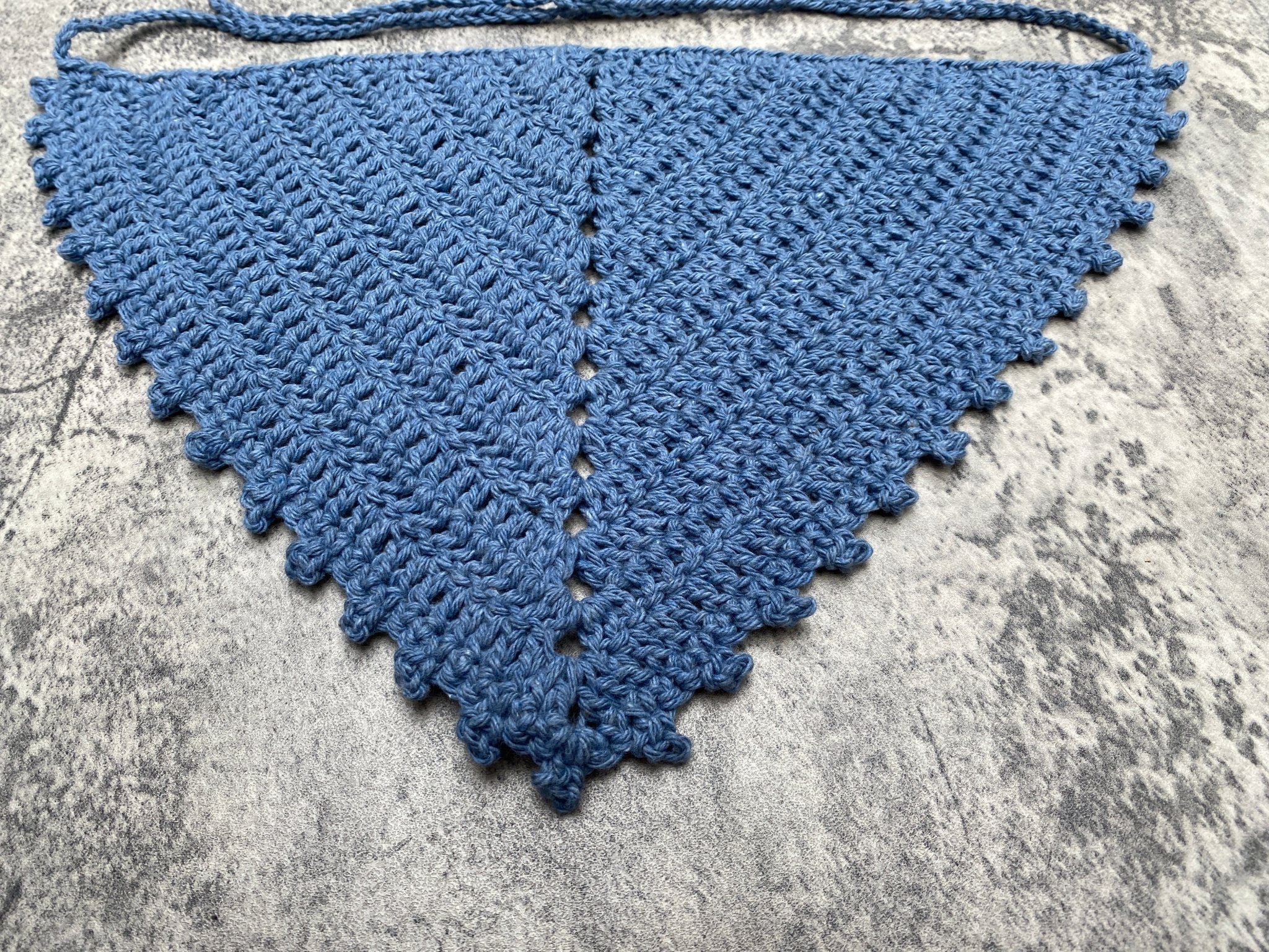 Stonewashed Blue Crochet Bandana - Pearl Moon Creations