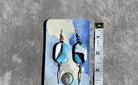 Stonewashed Blue Oval Feather Earring - Pearl Moon Creations
