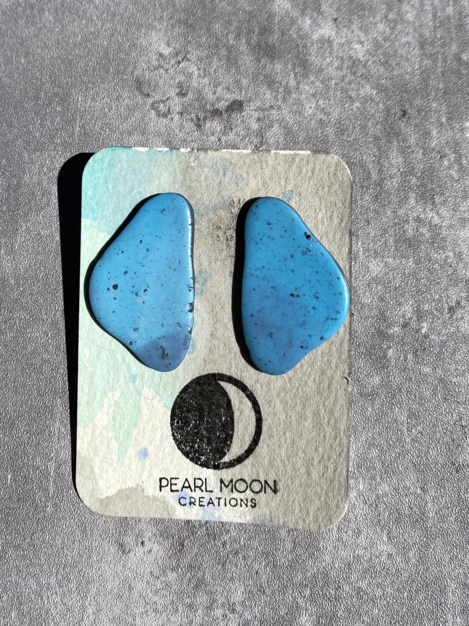 Stonewashed Blue Pebble Earrings - Pearl Moon Creations