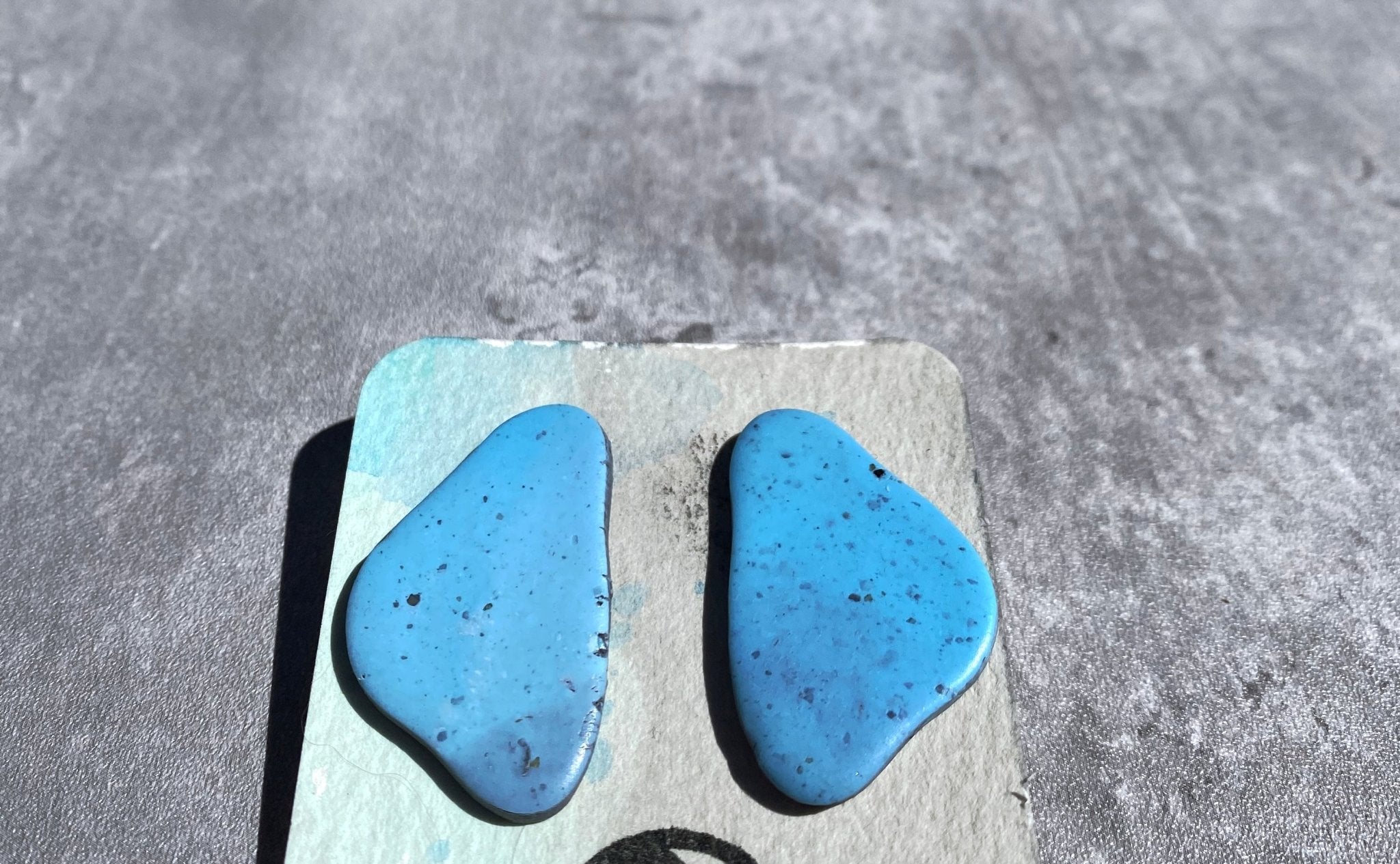 Stonewashed Blue Pebble Earrings - Pearl Moon Creations