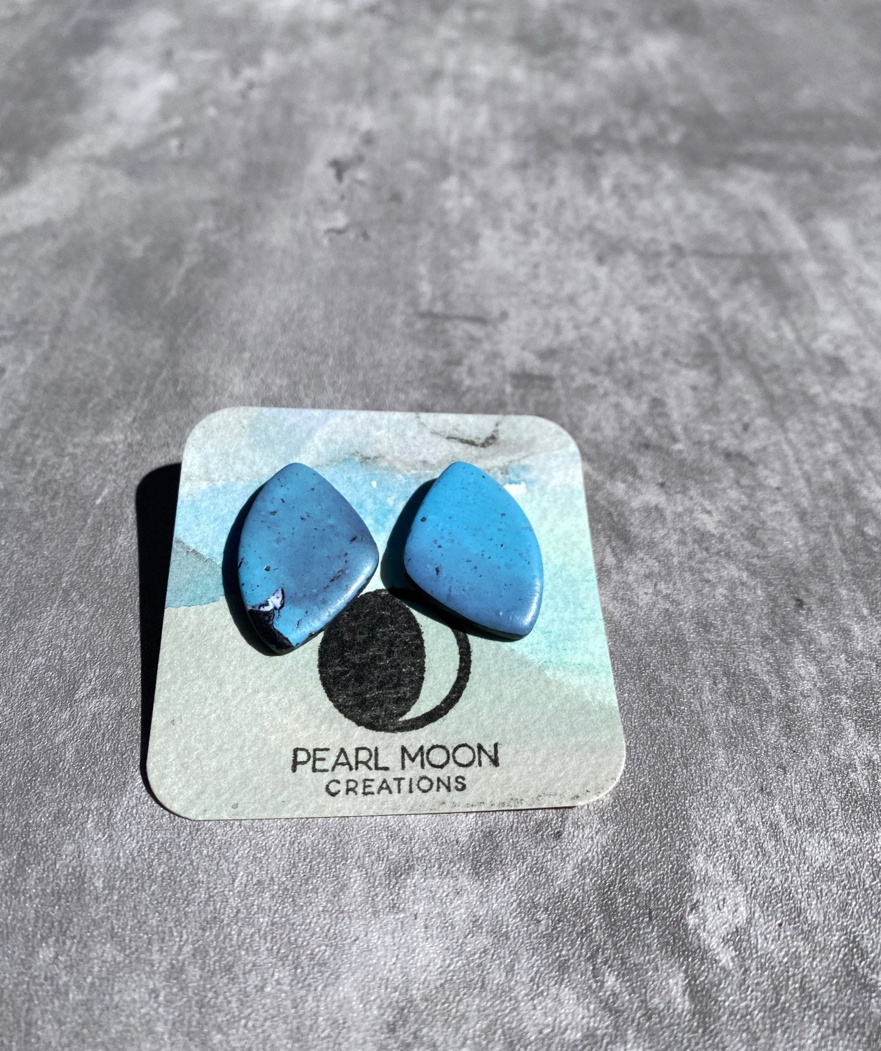 Stonewashed Blue Pebble Post Earrings - Pearl Moon Creations