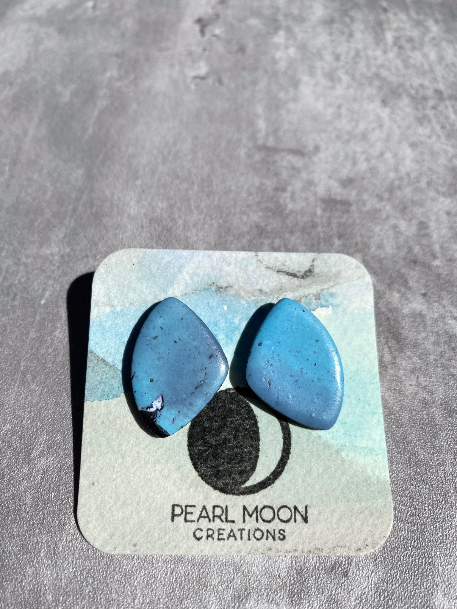 Stonewashed Blue Pebble Post Earrings - Pearl Moon Creations
