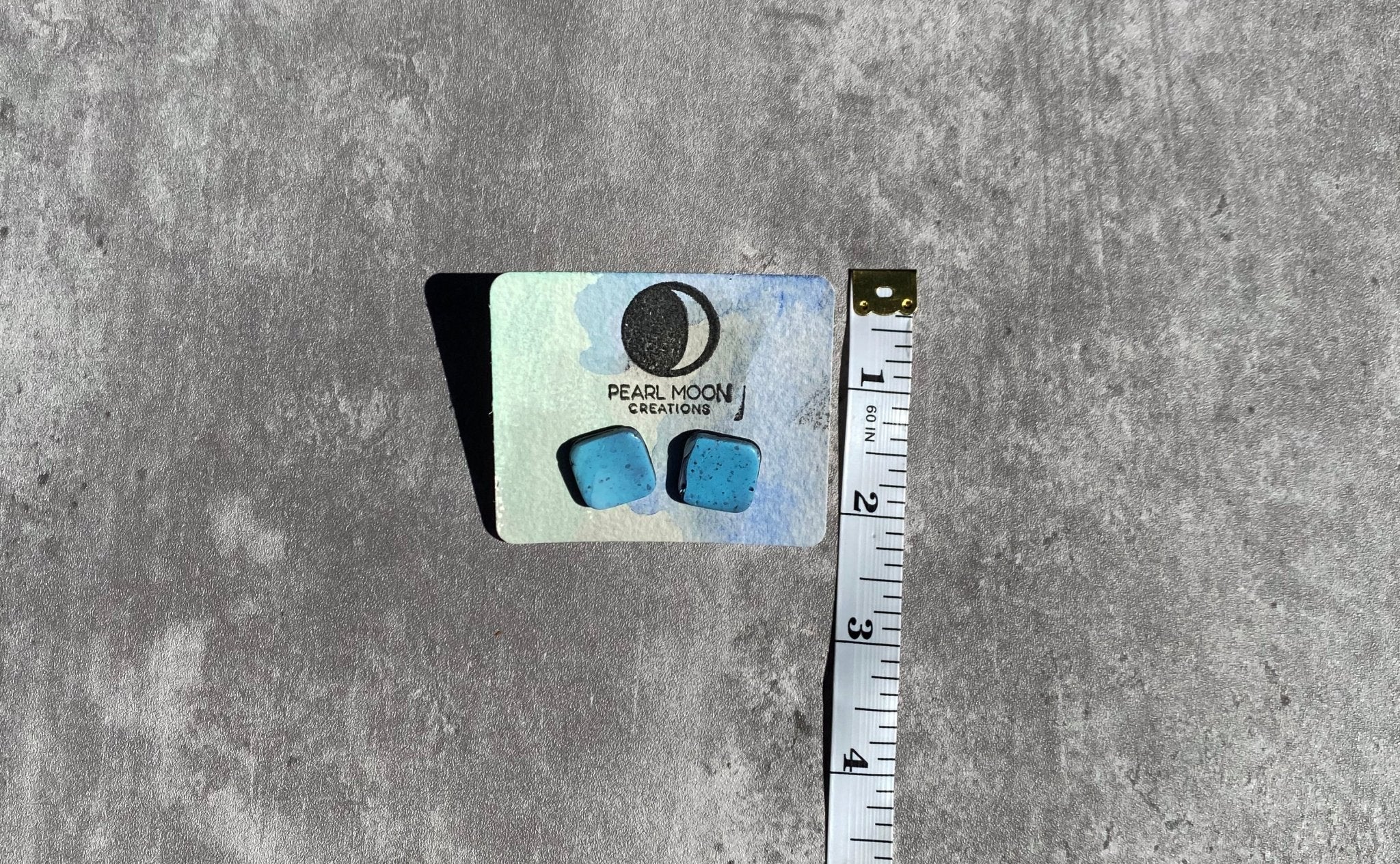 Stonewashed Blue Square Stud Earrings - Pearl Moon Creations