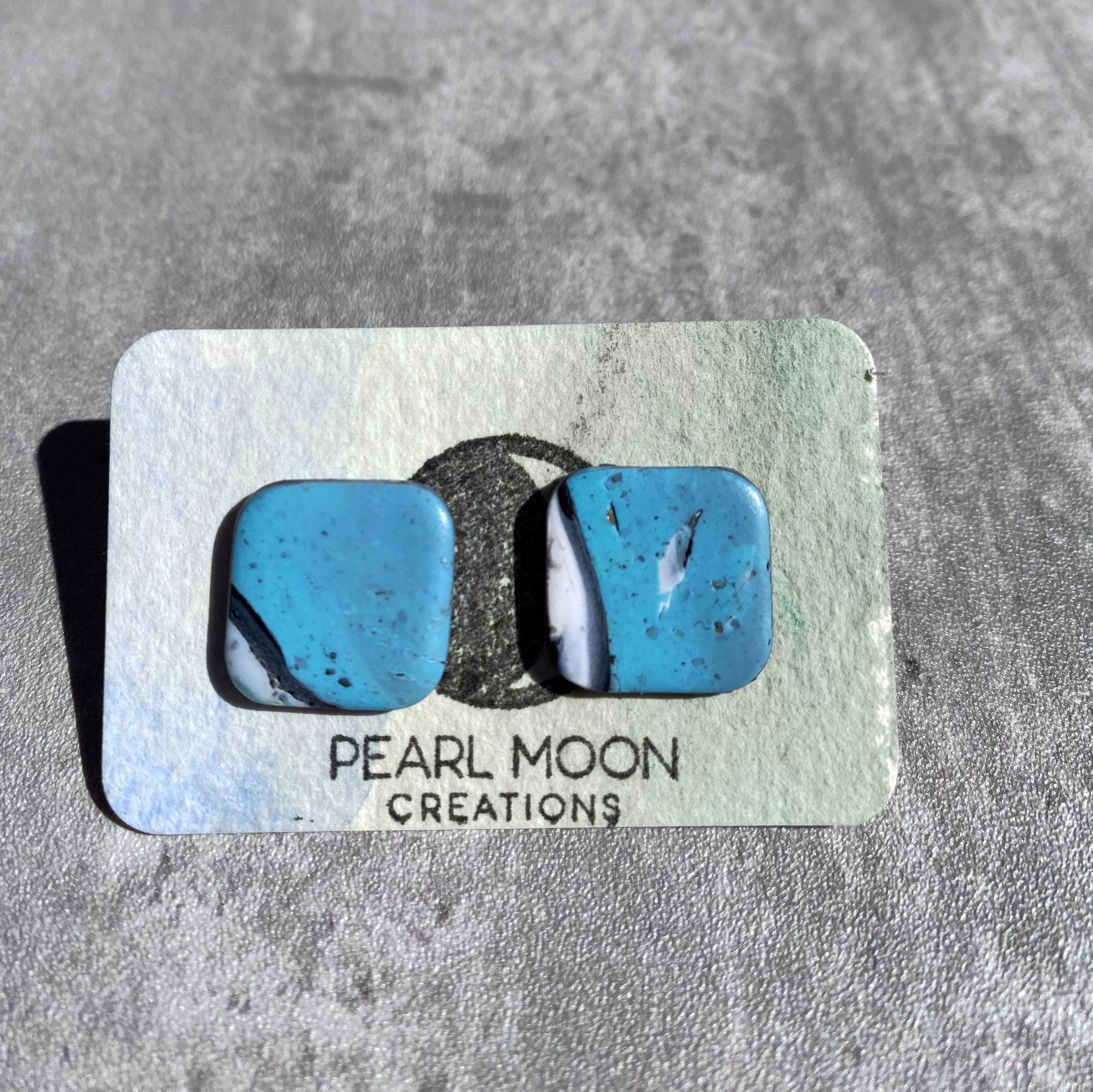 Stonewashed Square Earrings - Pearl Moon Creations