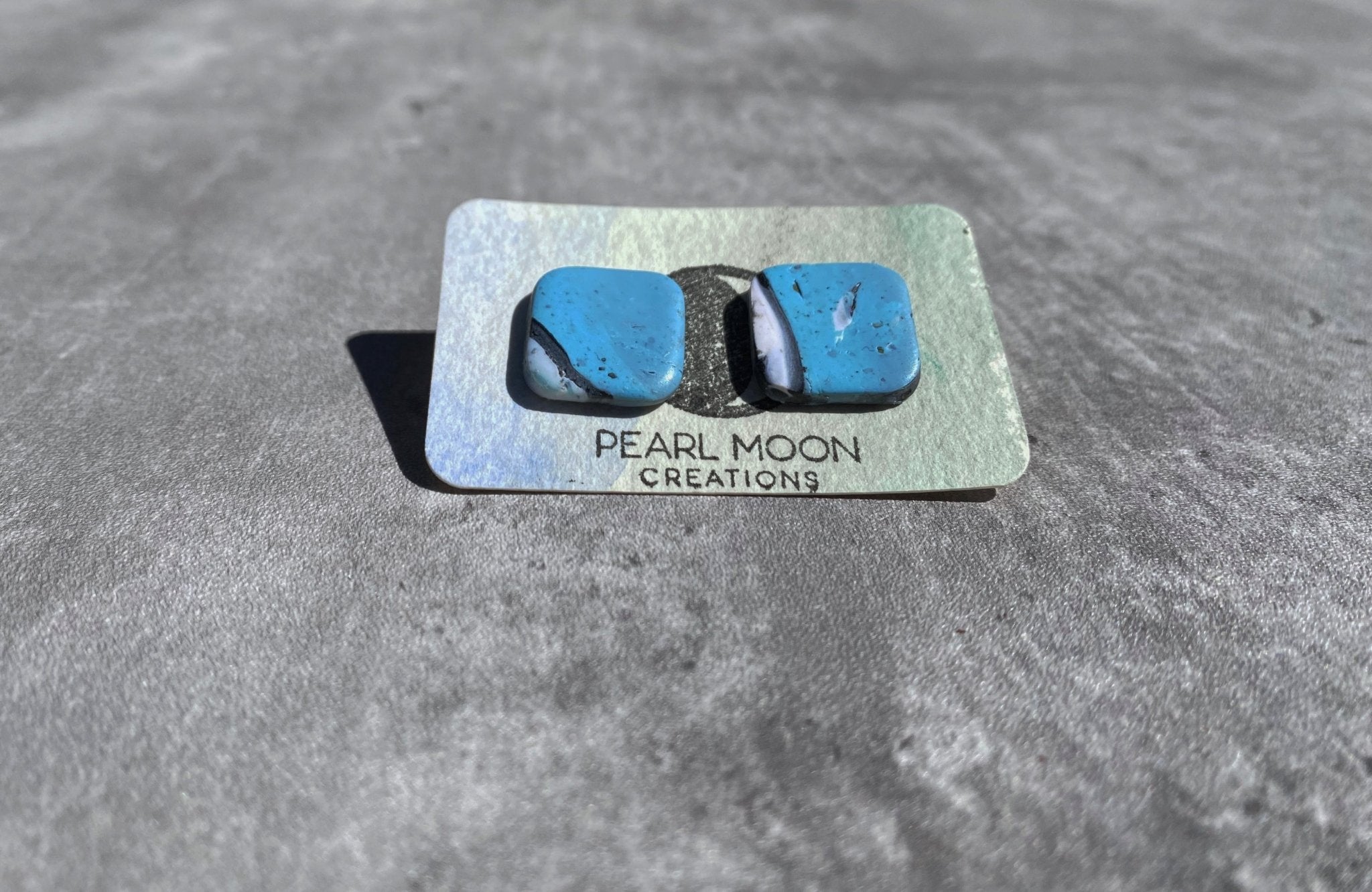 Stonewashed Square Earrings - Pearl Moon Creations