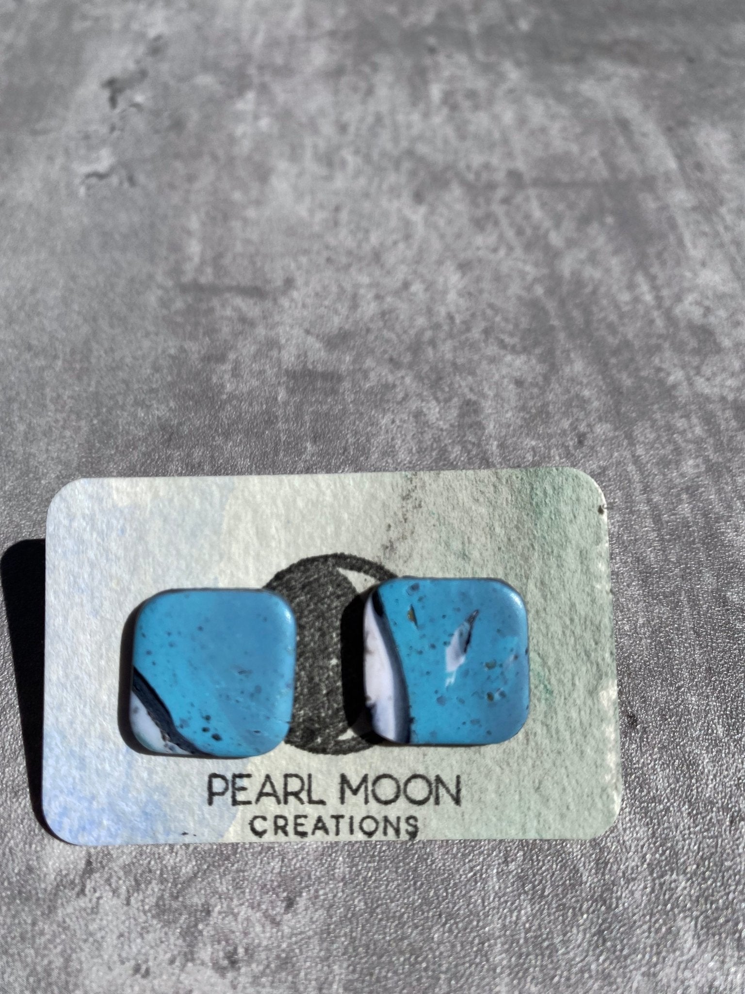 Stonewashed Square Earrings - Pearl Moon Creations