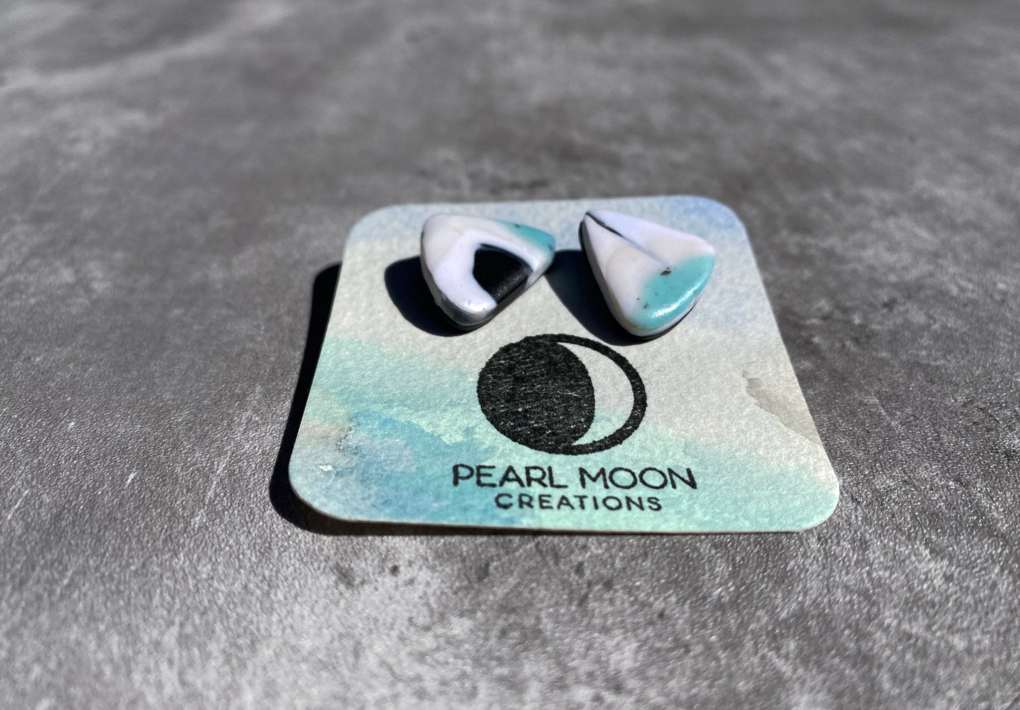 Stonewashed Triangle Clay Stud Earrings - Pearl Moon Creations