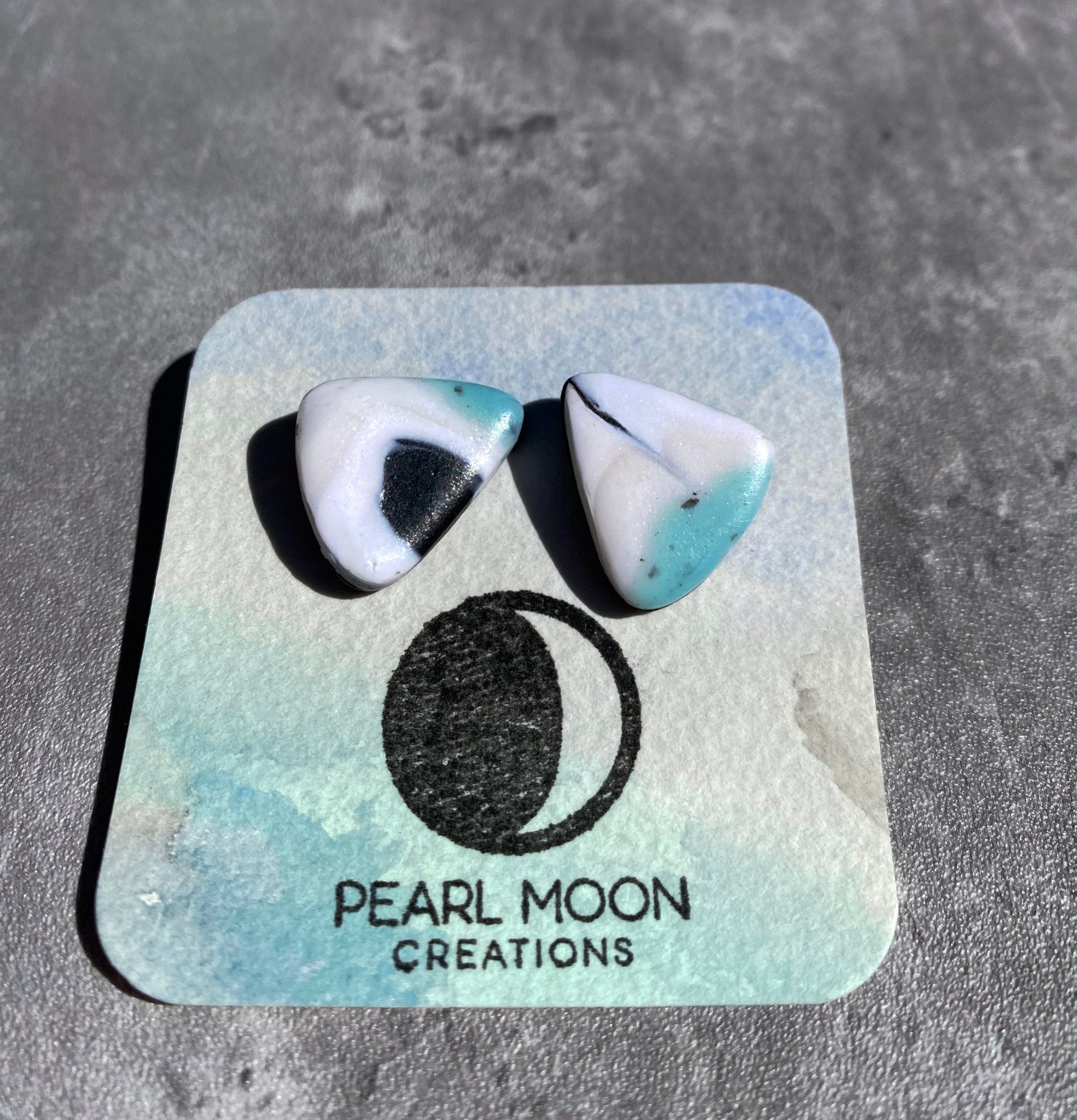 Stonewashed Triangle Clay Stud Earrings - Pearl Moon Creations