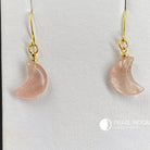 Strawberry Quartz Moon Earrings - Pearl Moon Creations